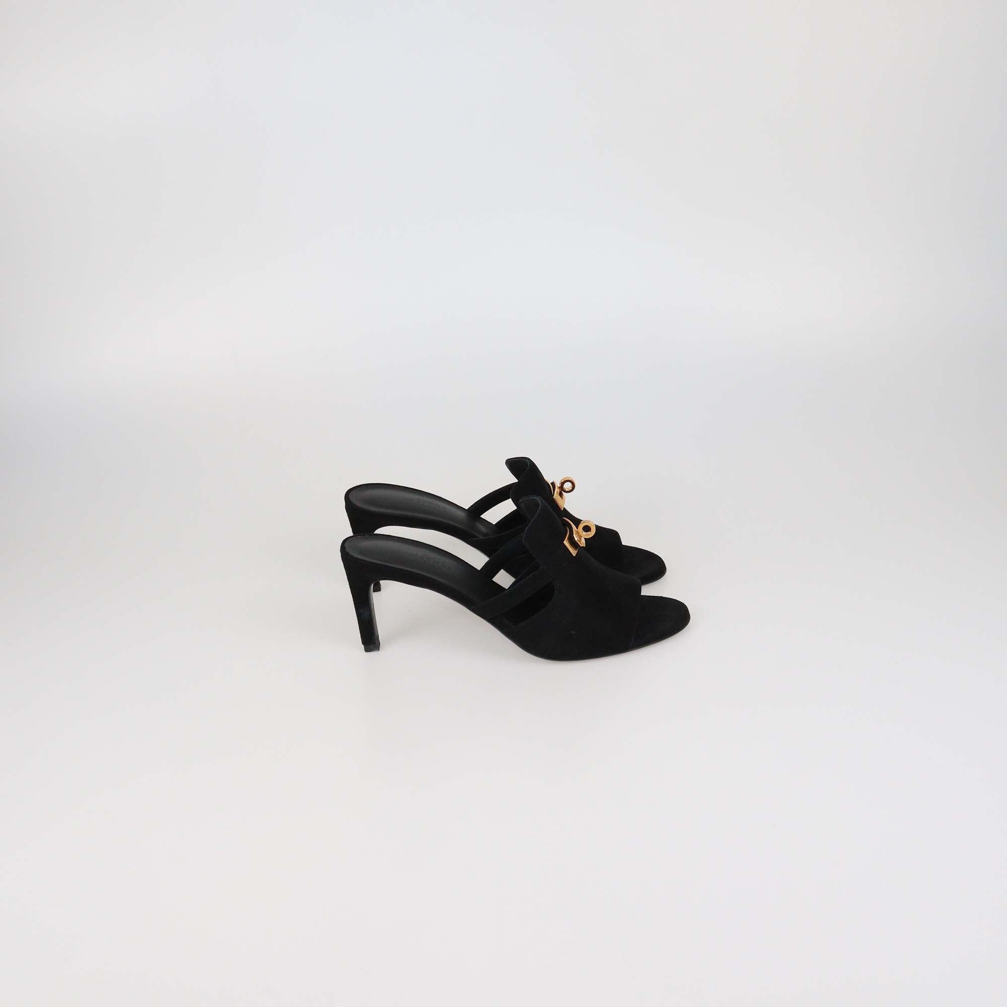 Hermes Black Suede Cute Sandals