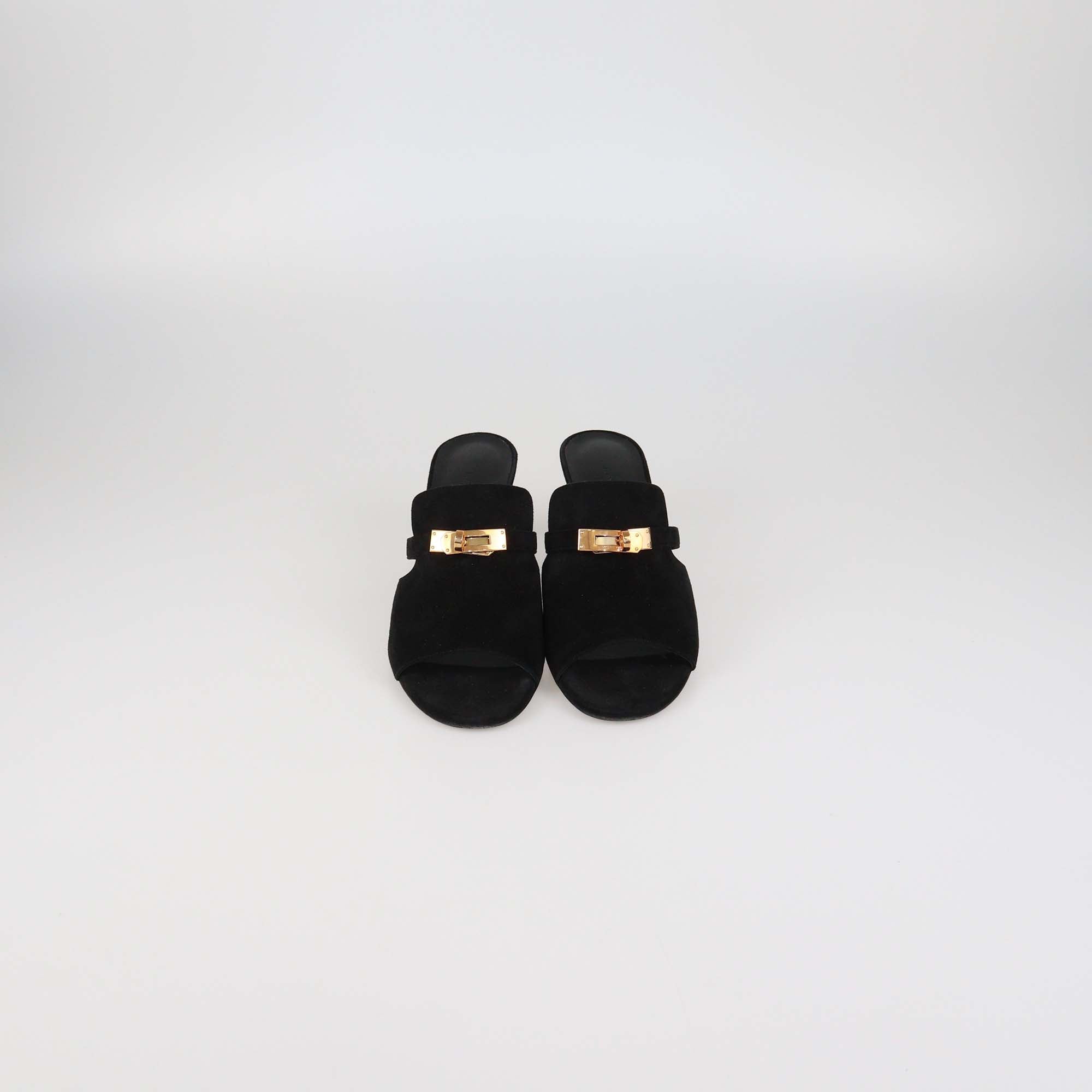 Hermes Black Suede Cute Sandals