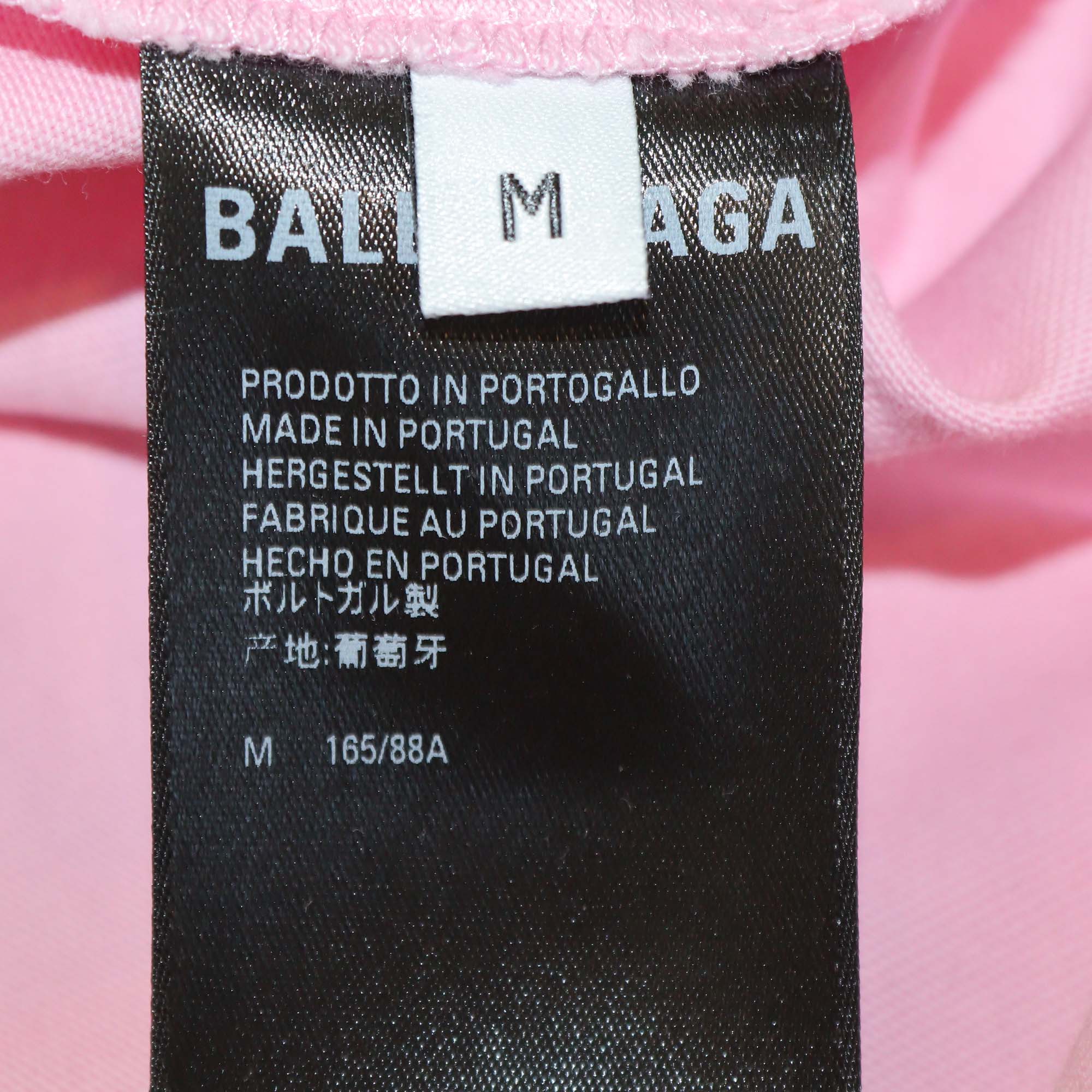 Balenciaga Baby Pink Cotton Dubai Logo Print T-Shirt
