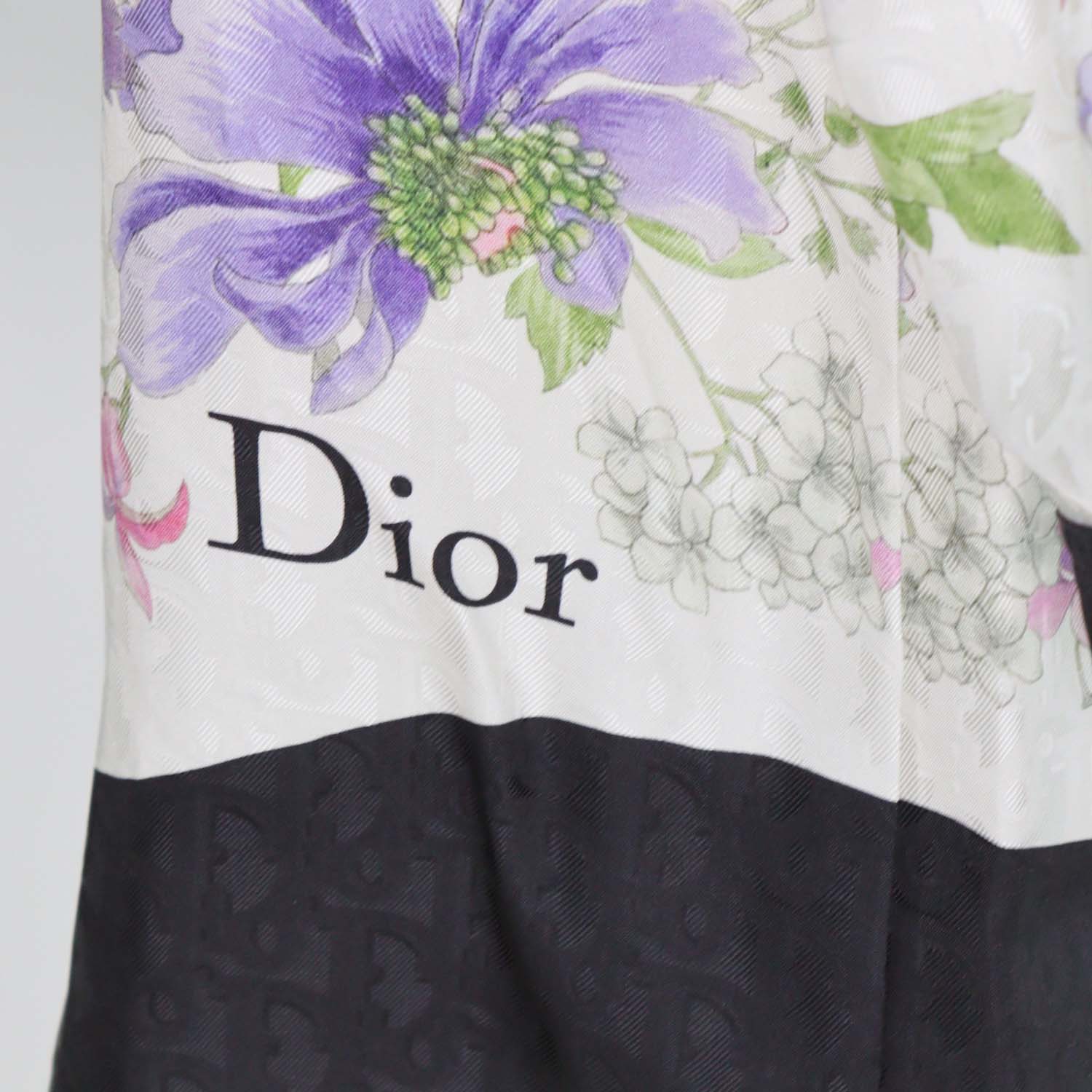 Christian Dior Cream Silk Oblique Hortensia Garden Long Blouse