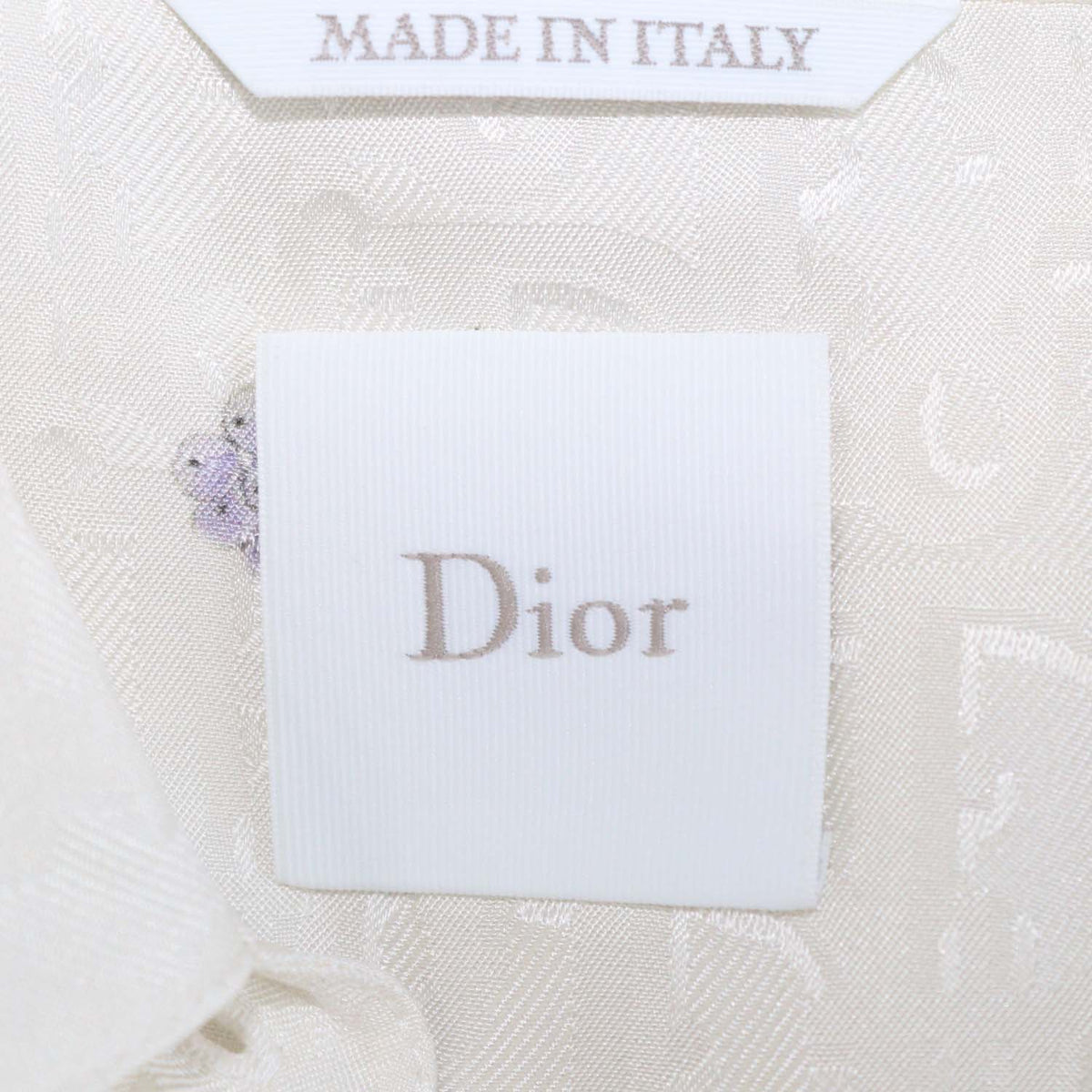 Christian Dior Cream Silk Oblique Hortensia Garden Long Blouse