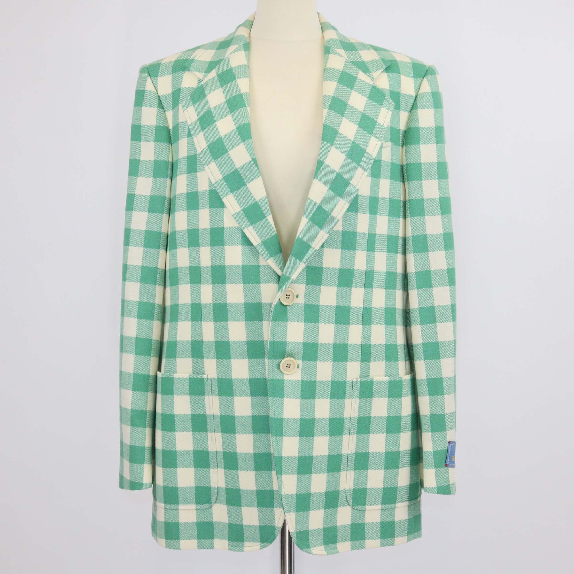 Gucci Green/White Checkered Wool Single Breasted Jacket