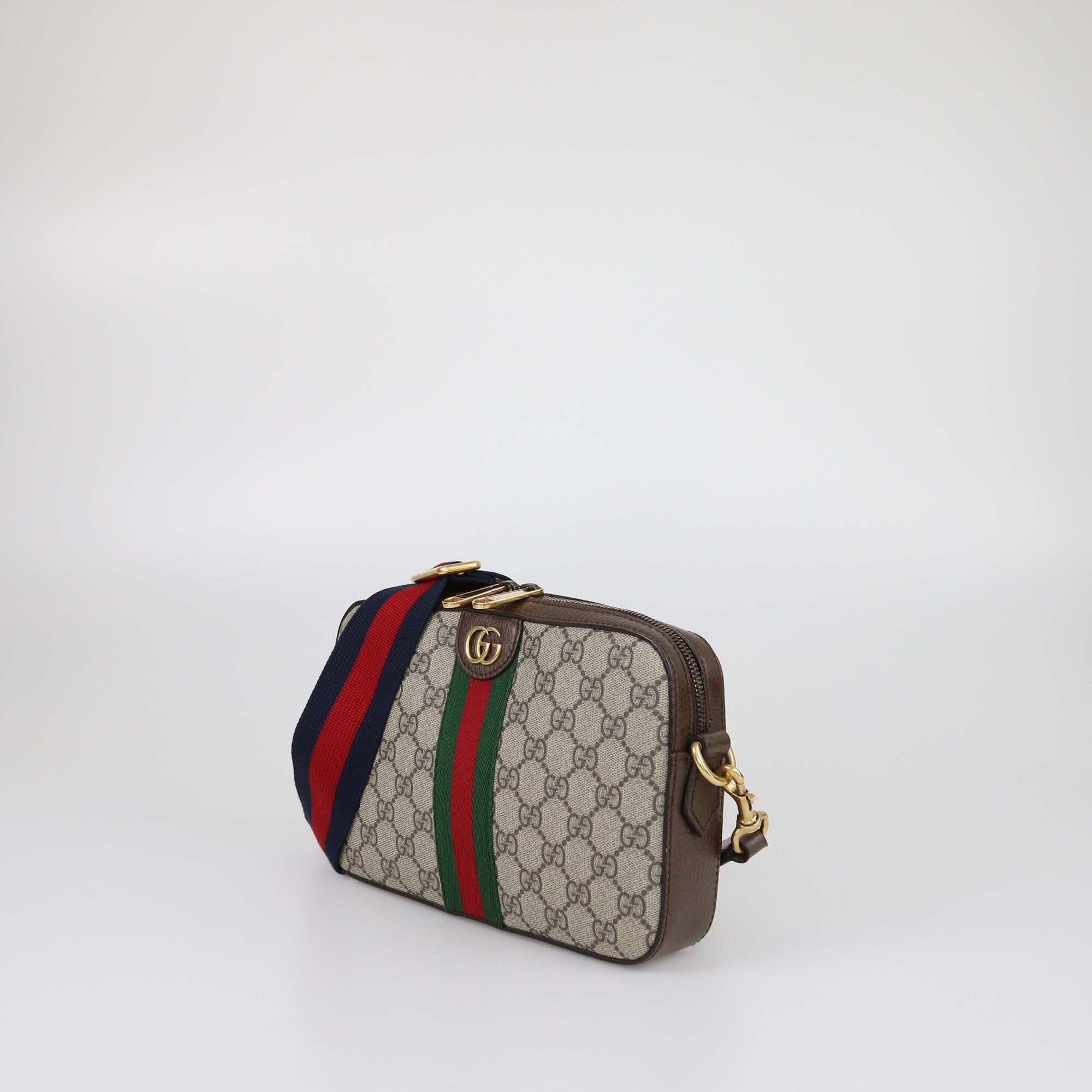 Gucci Brown/Beige GG Supreme Canvas Small Ophidia Crossbody Bag Mens Gucci