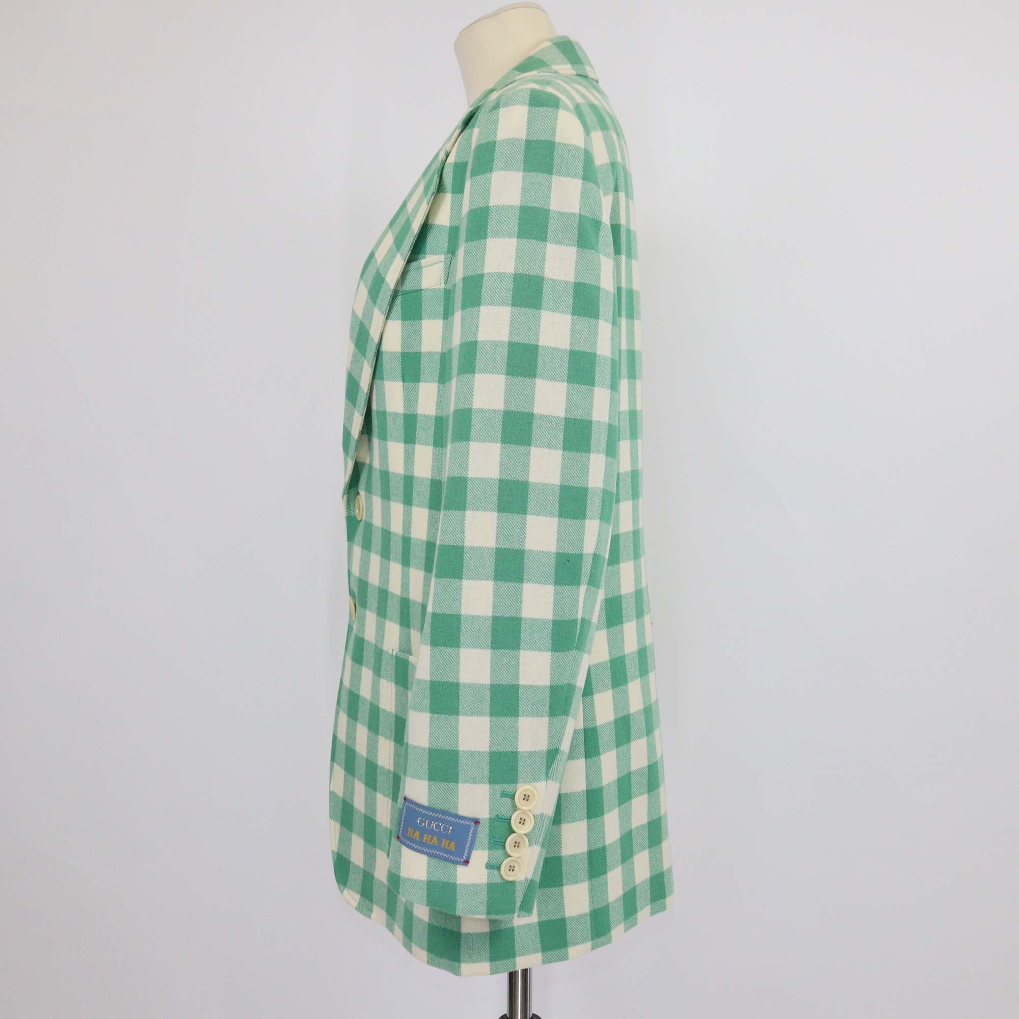 Gucci Green/White Checkered Wool Single Breasted Jacket