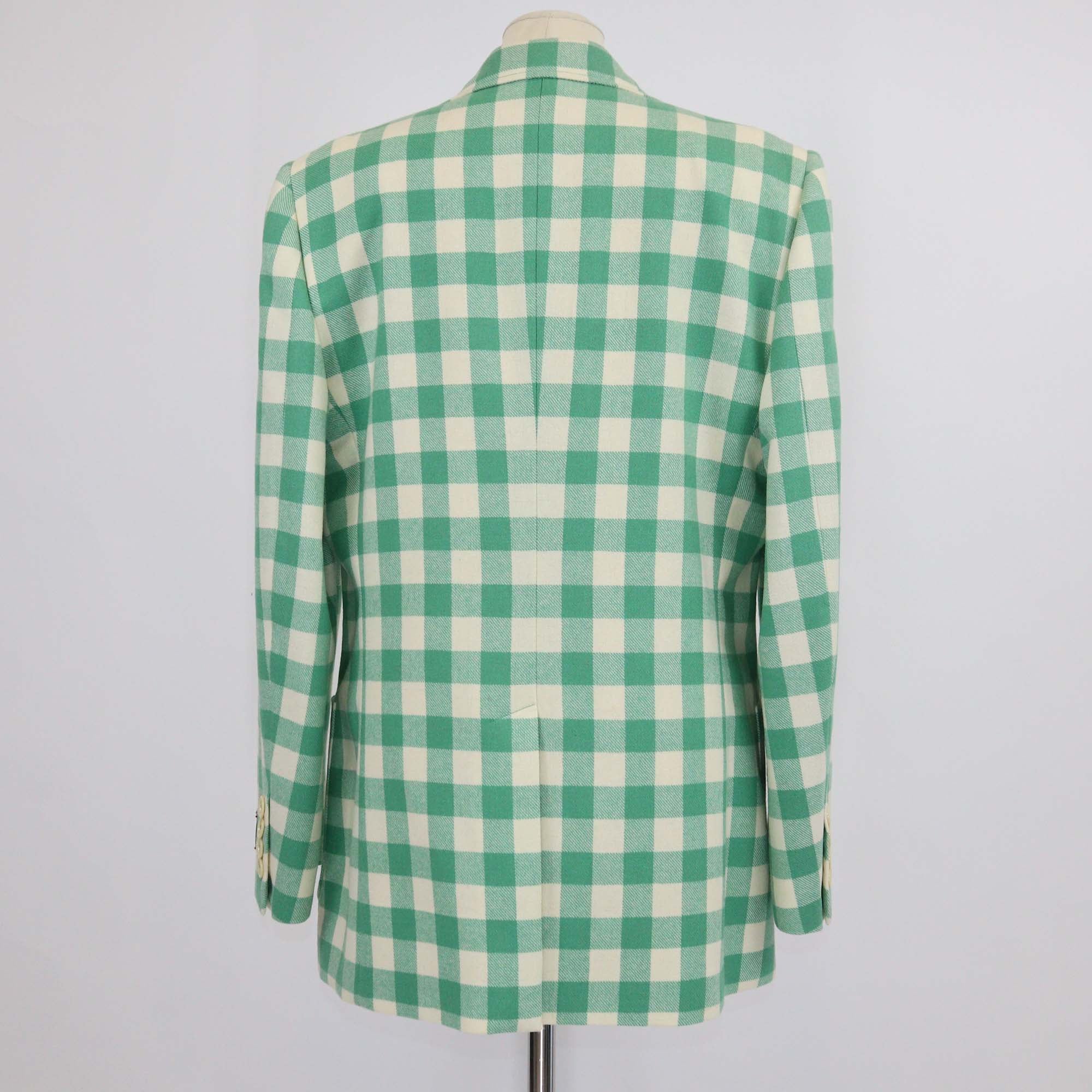 Gucci Green/White Checkered Wool Single Breasted Jacket