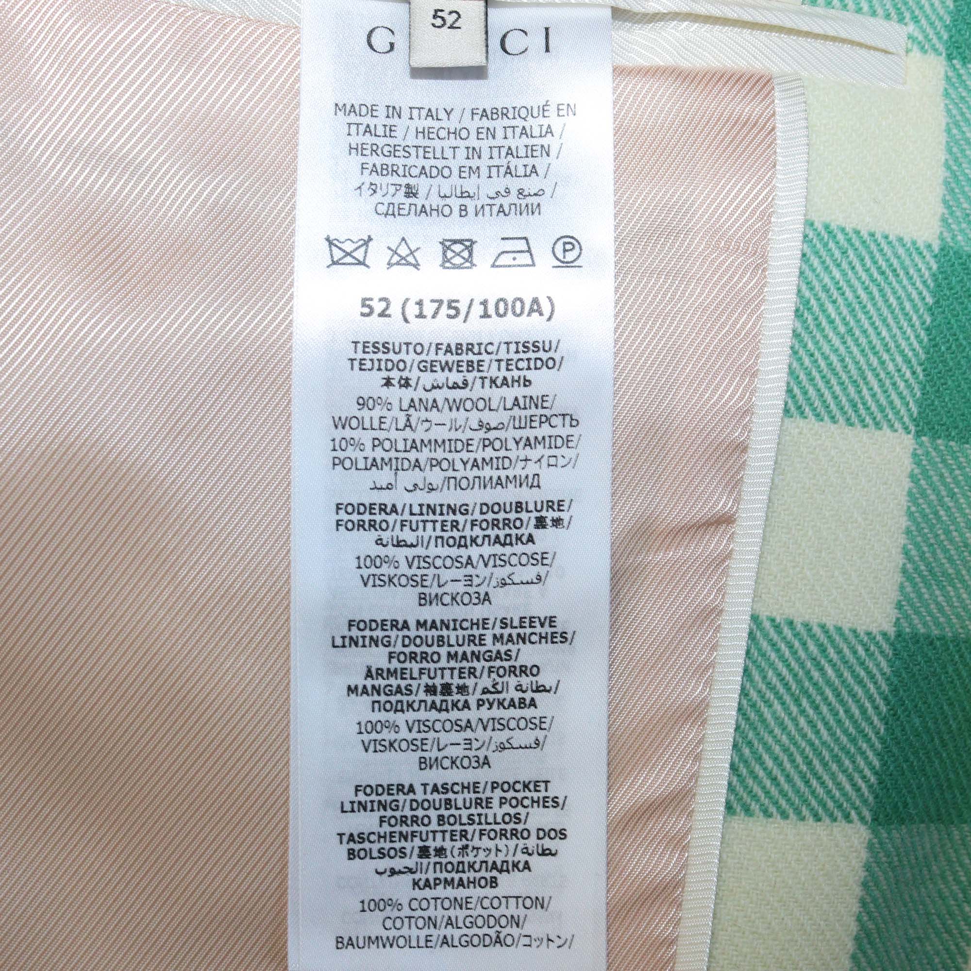 Gucci Green/White Checkered Wool Single Breasted Jacket