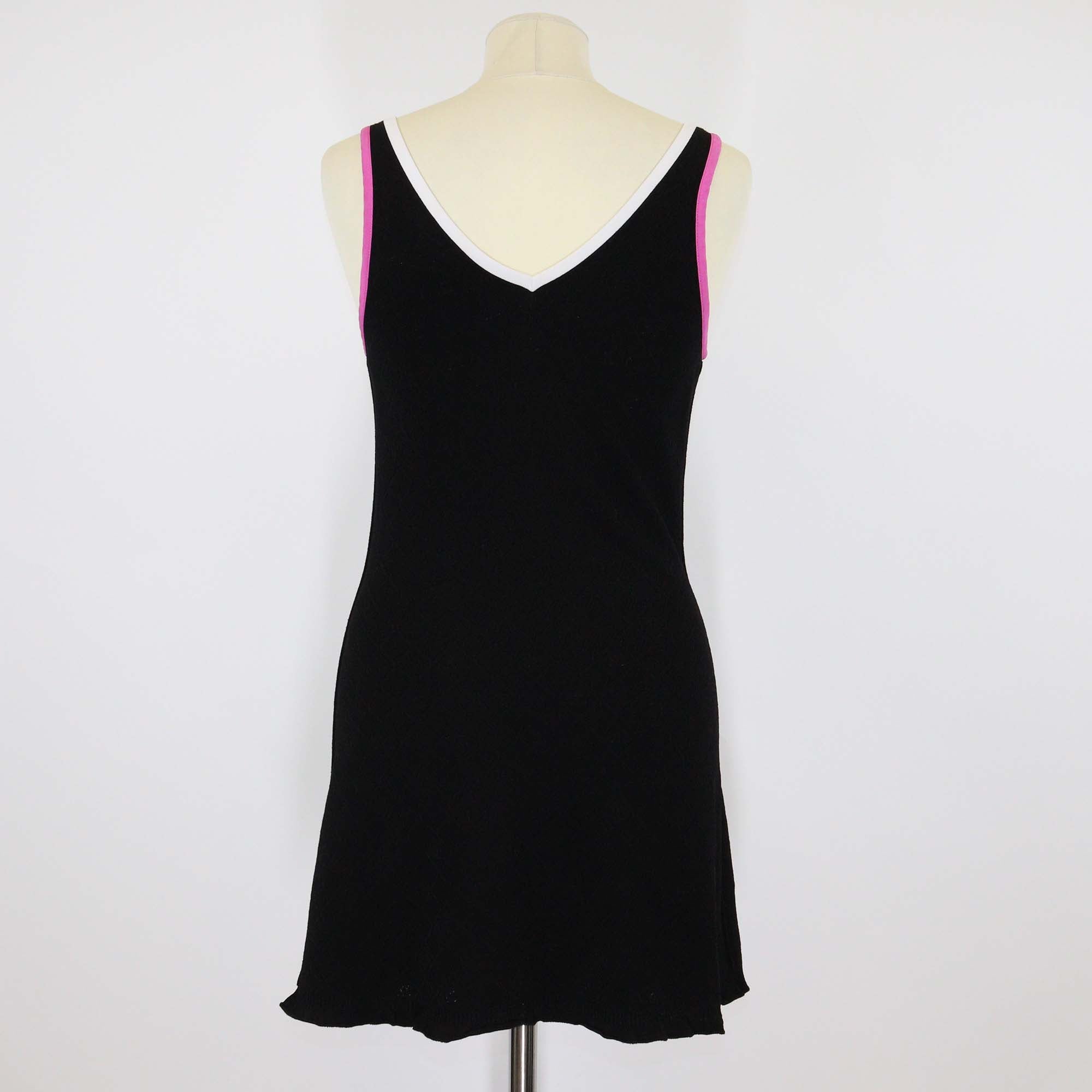 Chanel Black Quilted Viscose Sleeveless V Neck Mini Dress