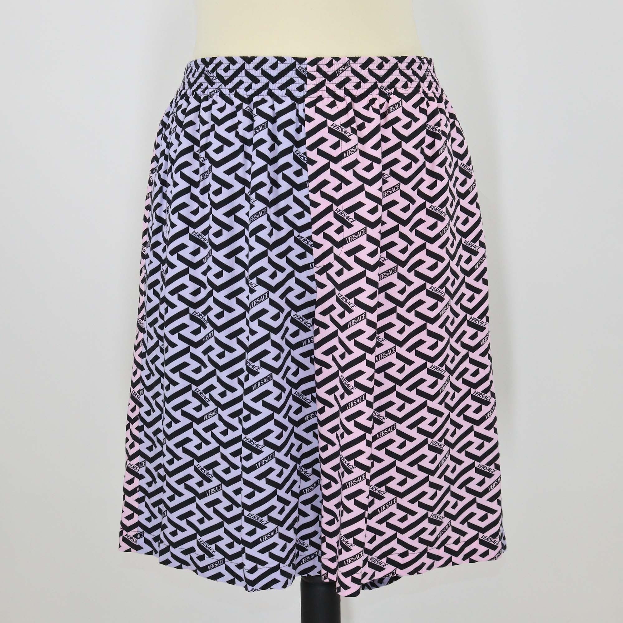 Versace Purple/Pink Viscose Combo Greek Signature Print Short