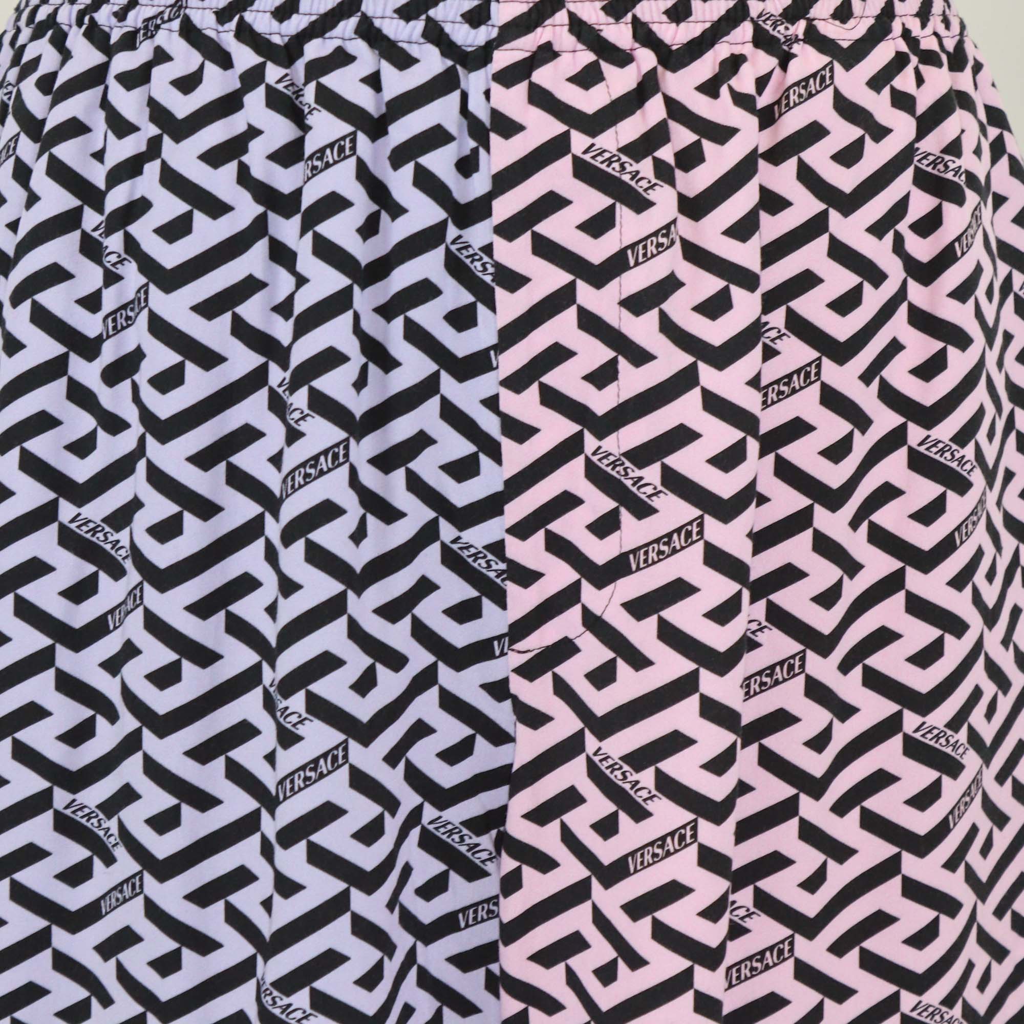 Versace Purple/Pink Viscose Combo Greek Signature Print Short