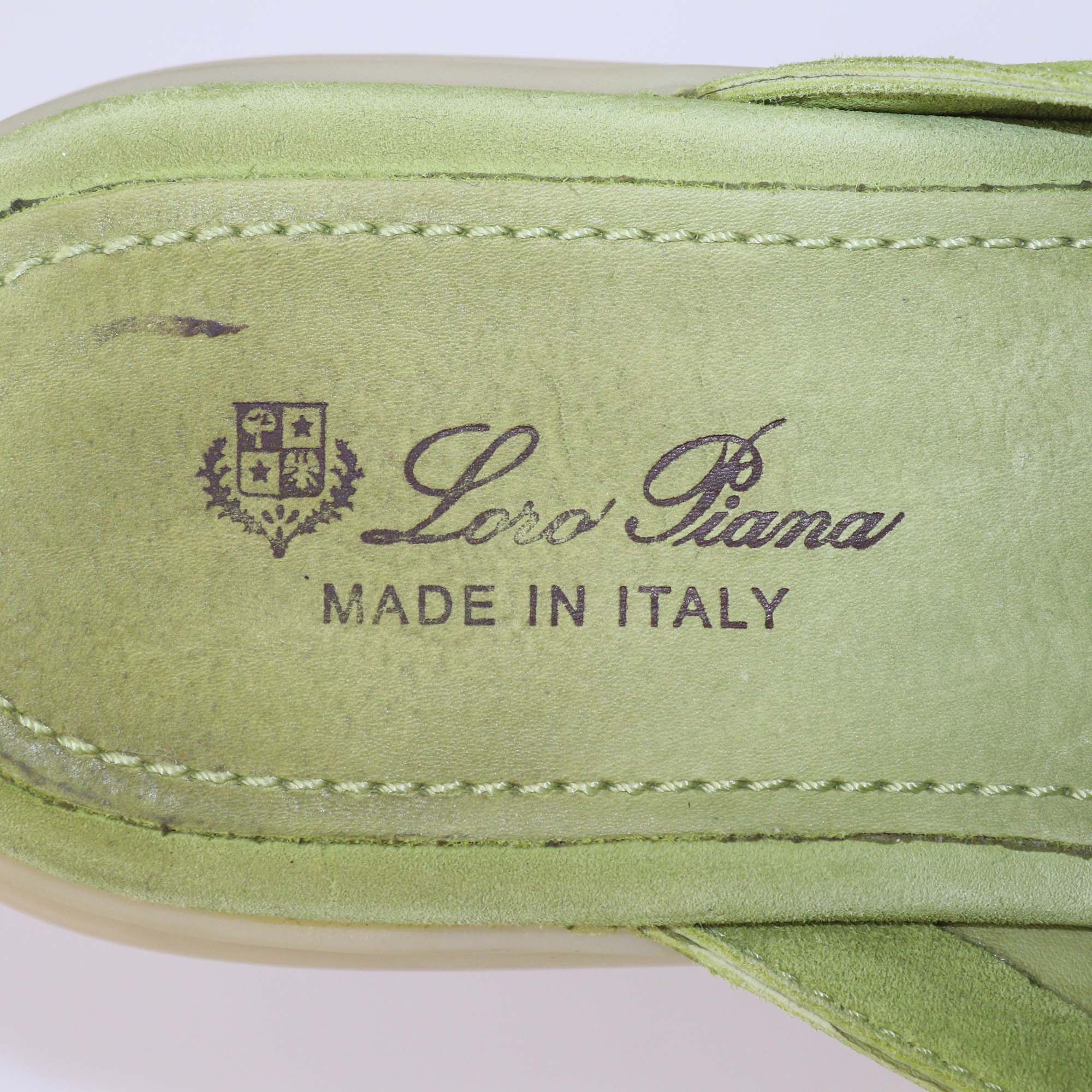 Loro Piana Kiwi Suede Summer Charms Walk Mules