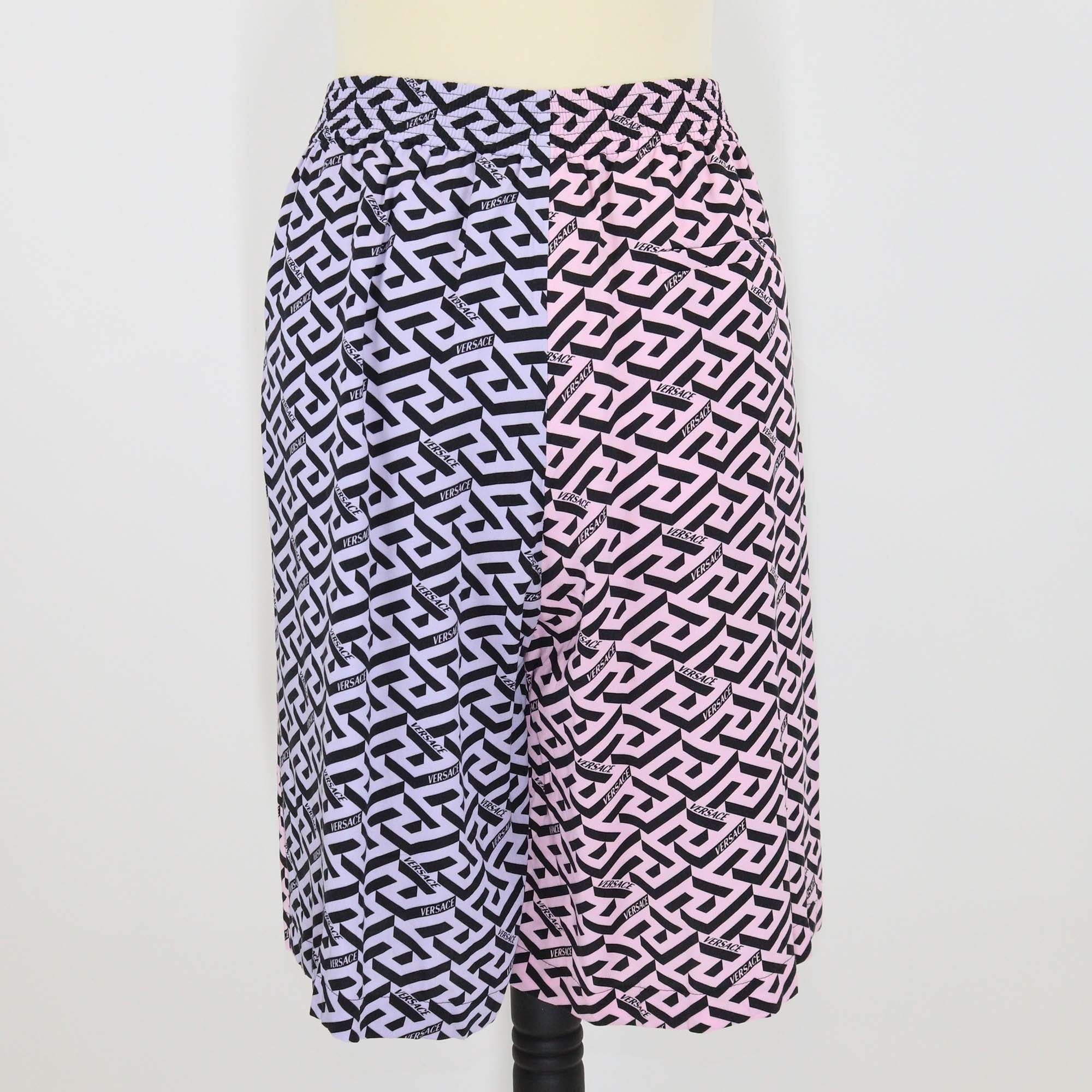 Versace Purple/Pink Viscose Combo Greek Signature Print Short