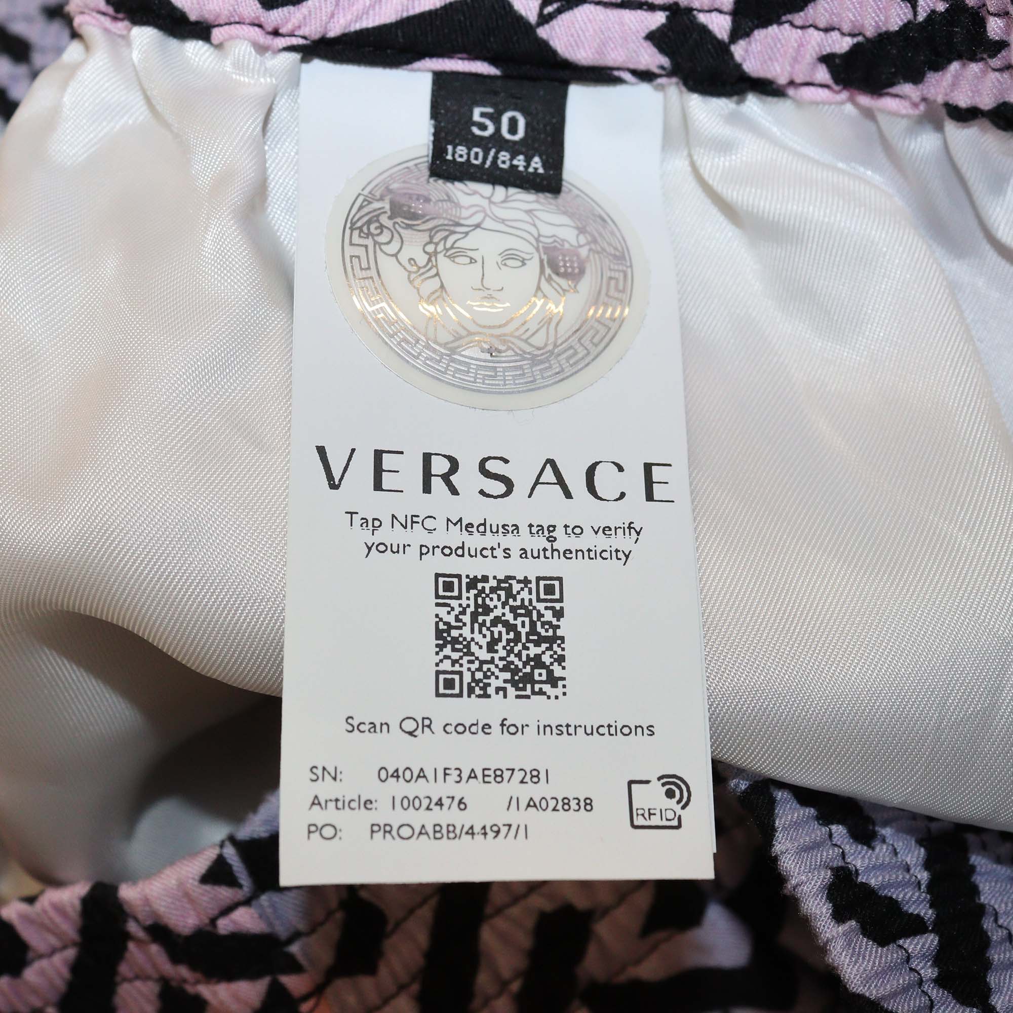Versace Purple/Pink Viscose Combo Greek Signature Print Short