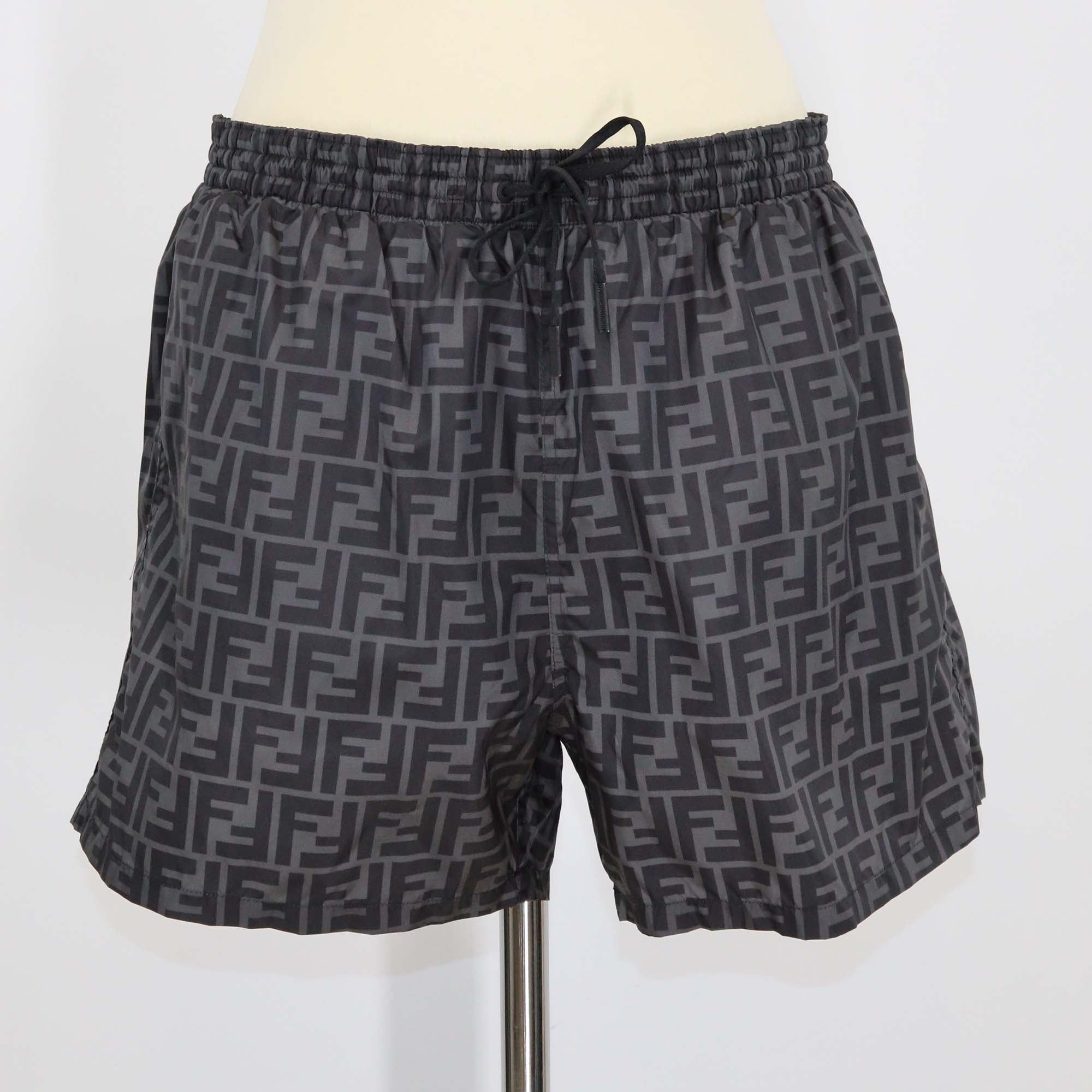 Fendi Black/Grey FF Print Nylon Swim Short