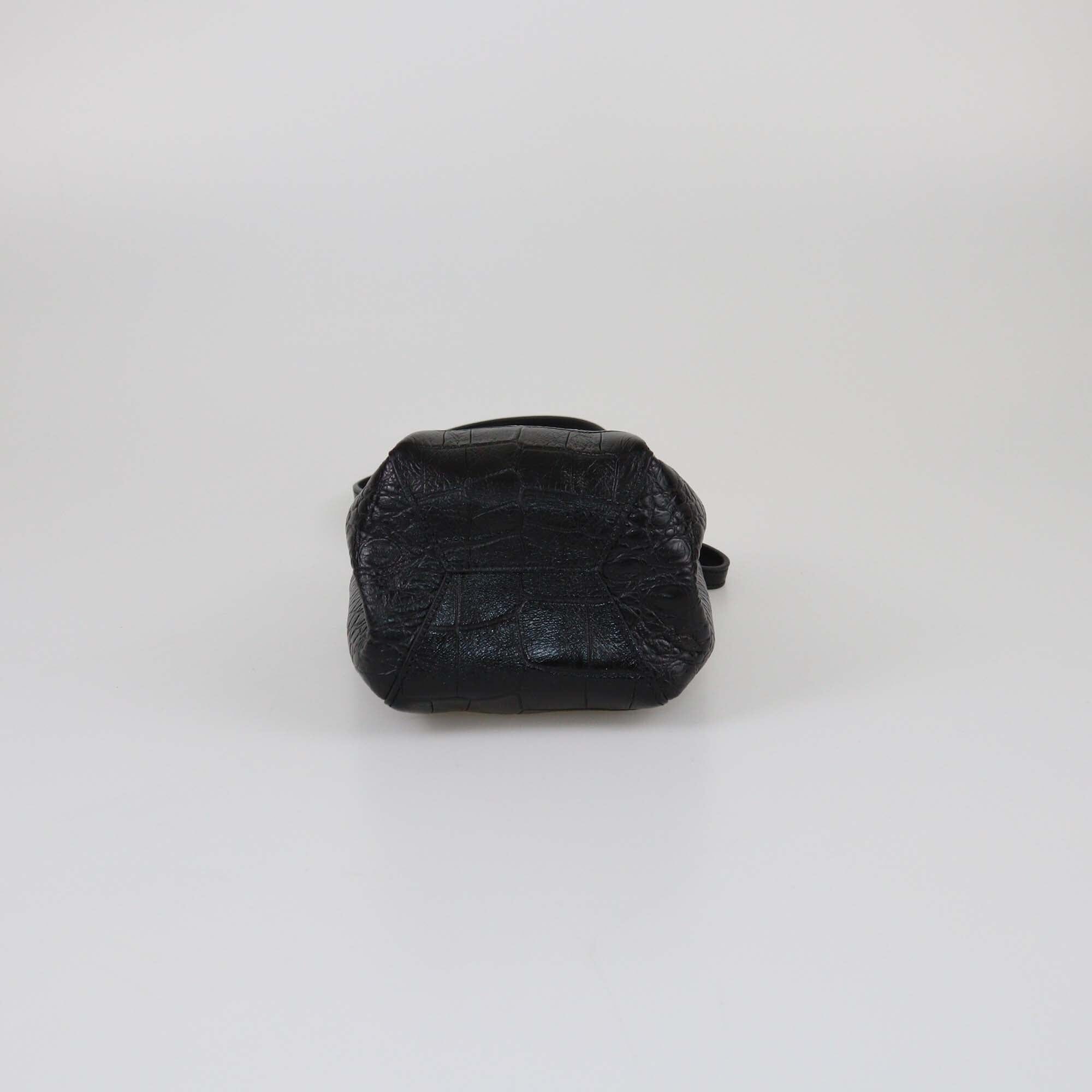 Saint Laurent Black Croc Embossed Mini Emmanuella Bucket Bag Womens Saint Laurent