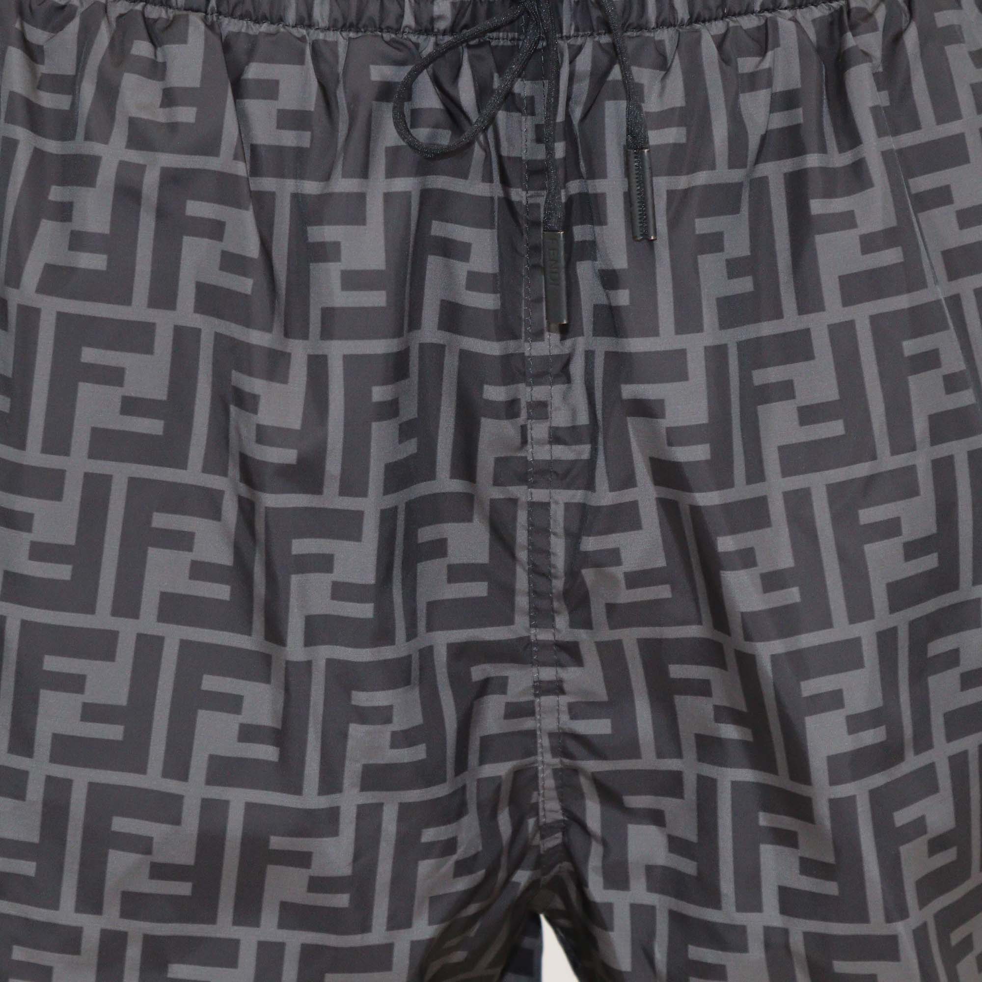 Fendi Black/Grey FF Print Nylon Swim Short