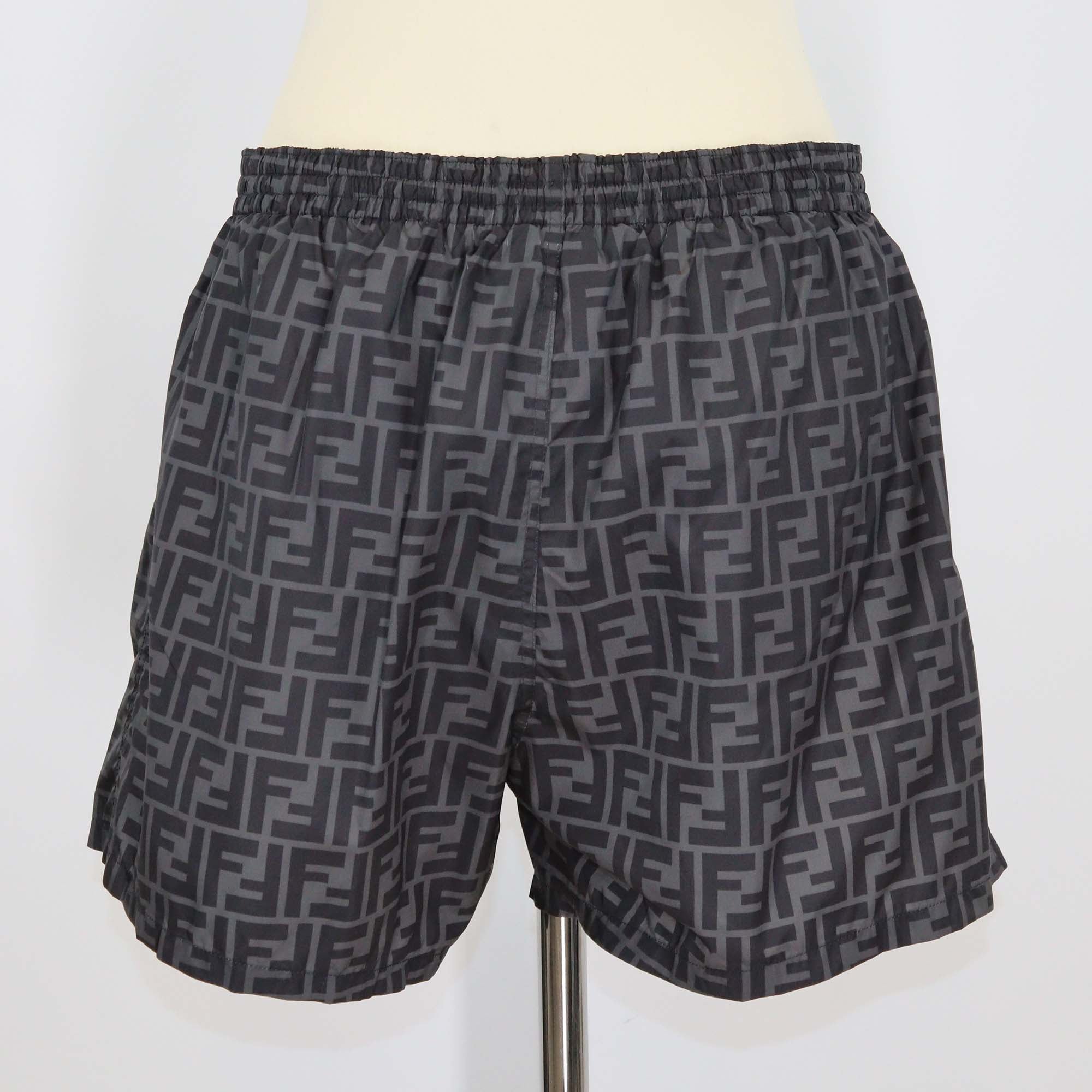 Fendi Black/Grey FF Print Nylon Swim Short