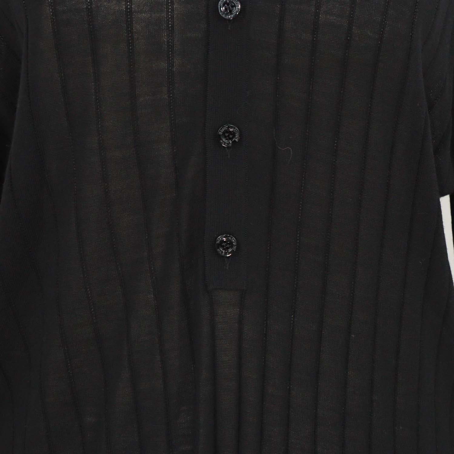 Saint Laurent Black Wool Knit Long Sleeve Polo Shirt