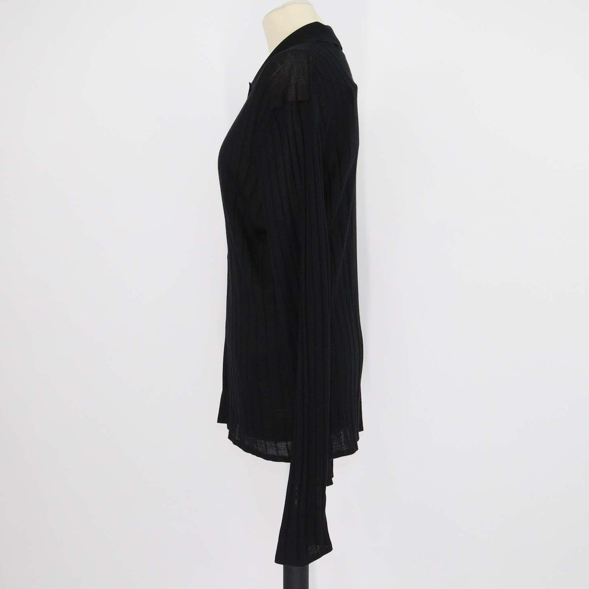 Saint Laurent Black Wool Knit Long Sleeve Polo Shirt