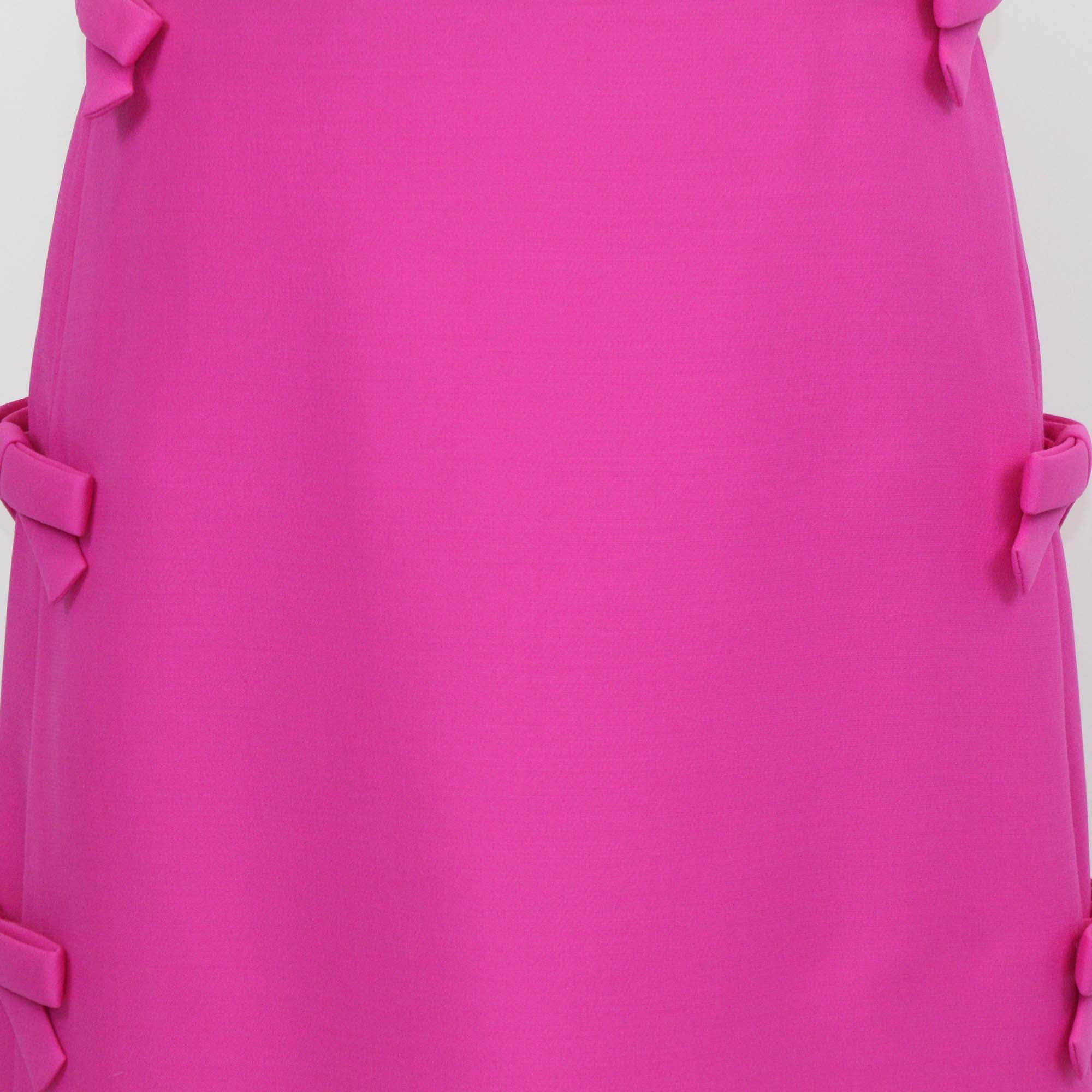 Valentino Fuchsia Wool & Silk Crepe Couture Bow Maxi Skirt
