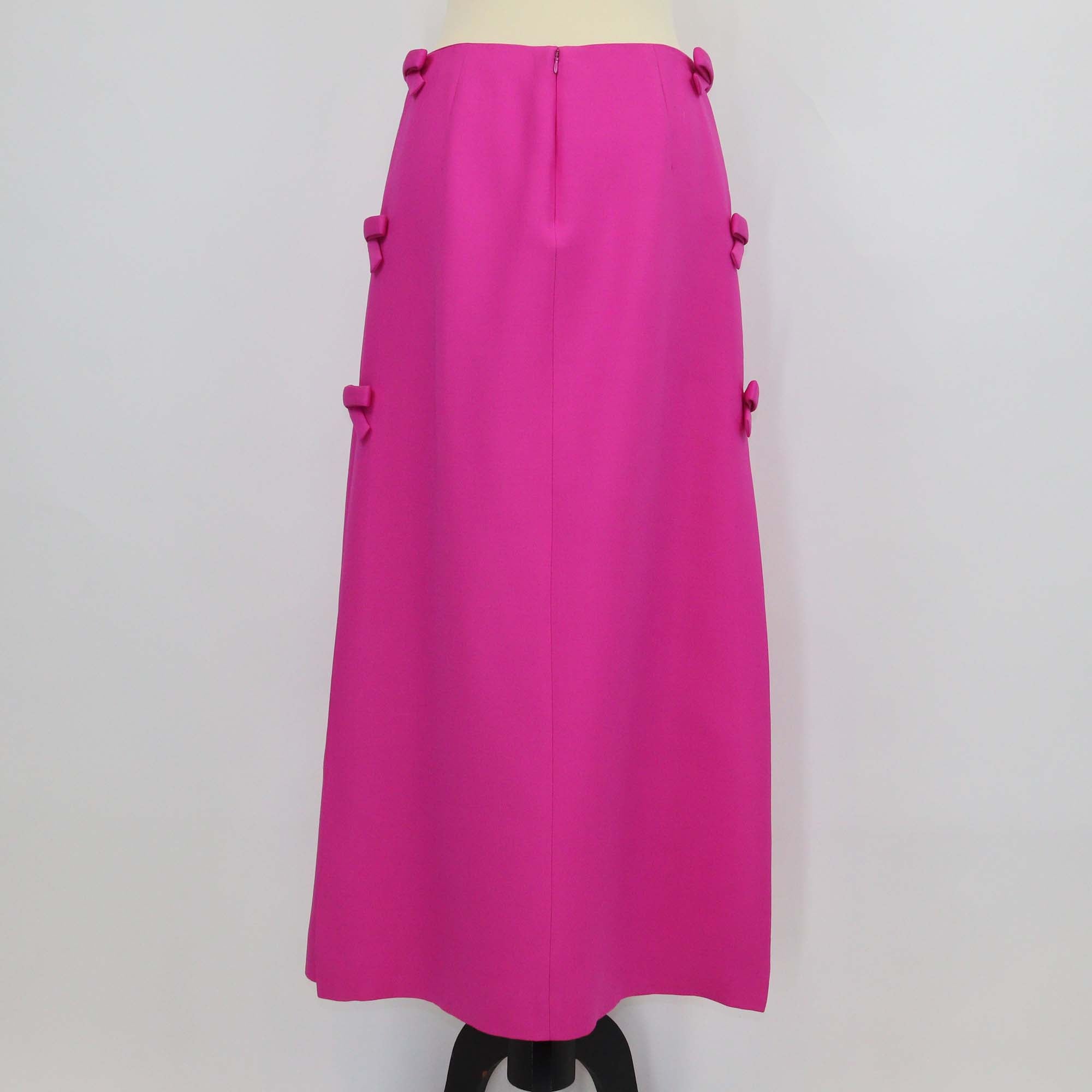 Valentino Fuchsia Wool & Silk Crepe Couture Bow Maxi Skirt