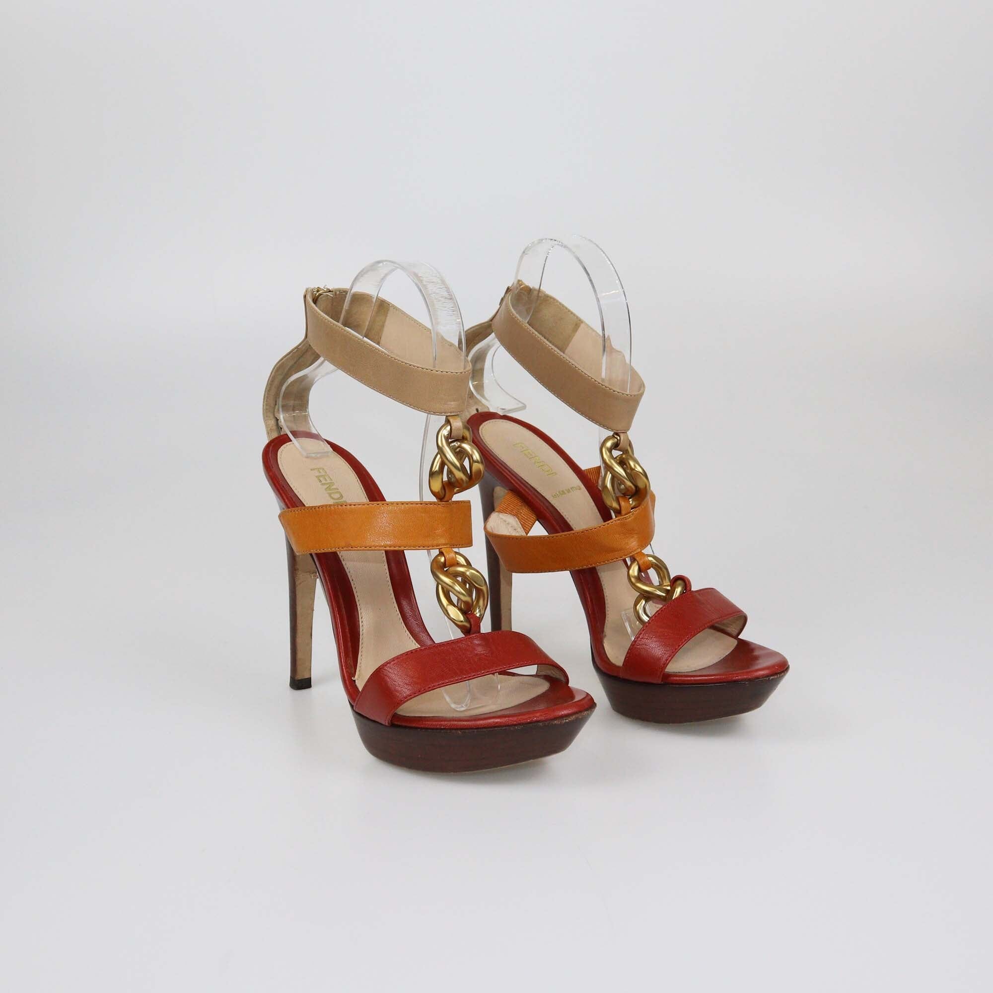Fendi Multicolor Chain Sandals Womens Fendi