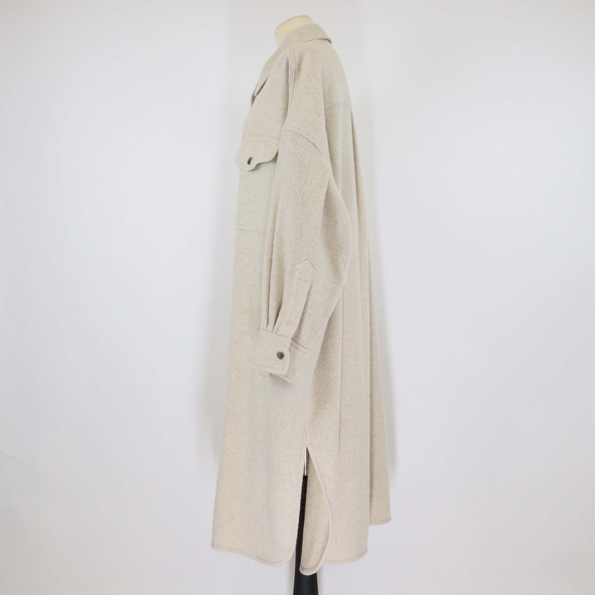 Etoile Isabel Marant Beige Wool Button Front Long Coat