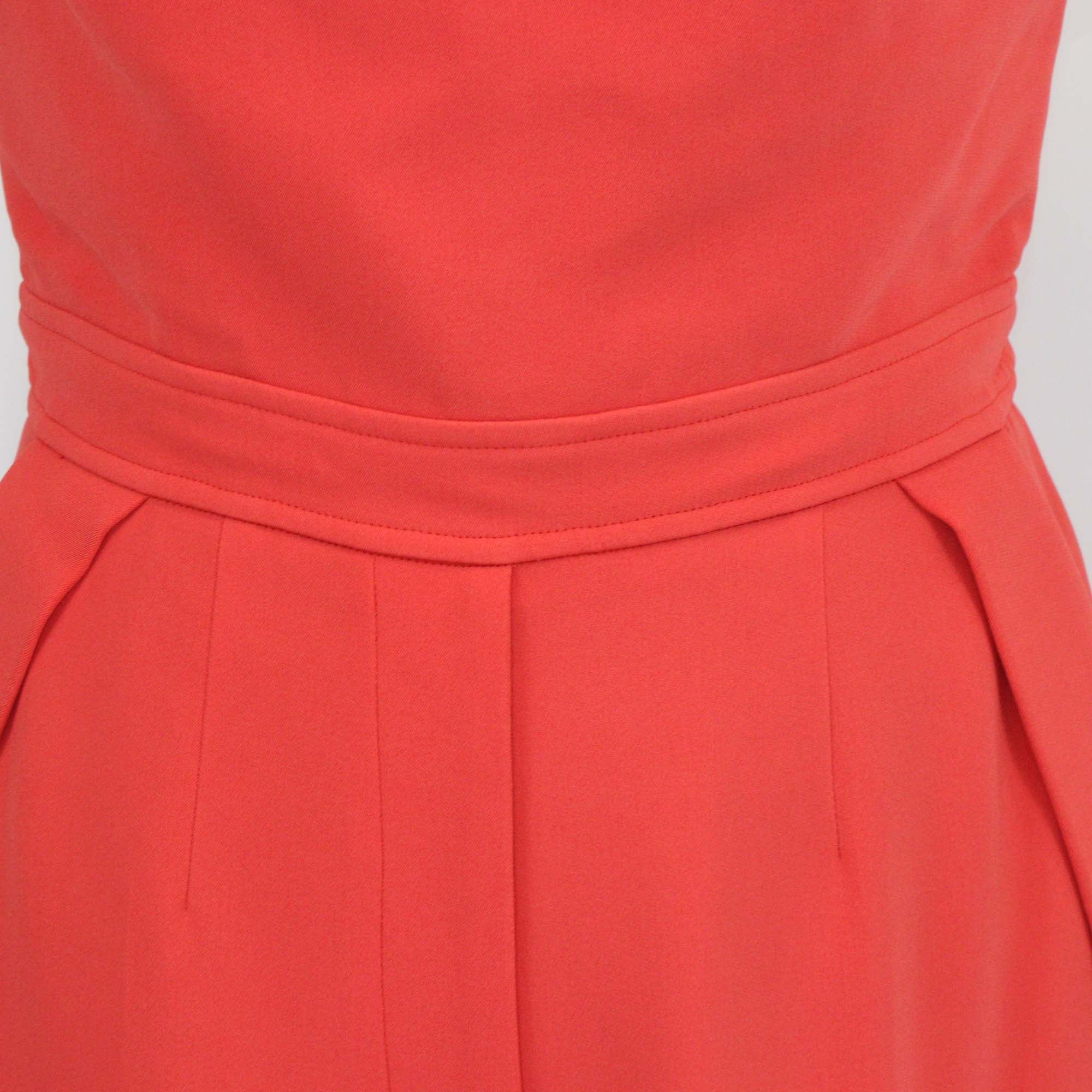 Elie Saab Orange Blend Viscose Strapless Jumpsuit