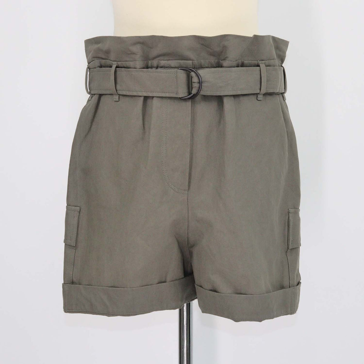 Brunello Cucinelli Grey Blend Cotton Cargo Belted Short