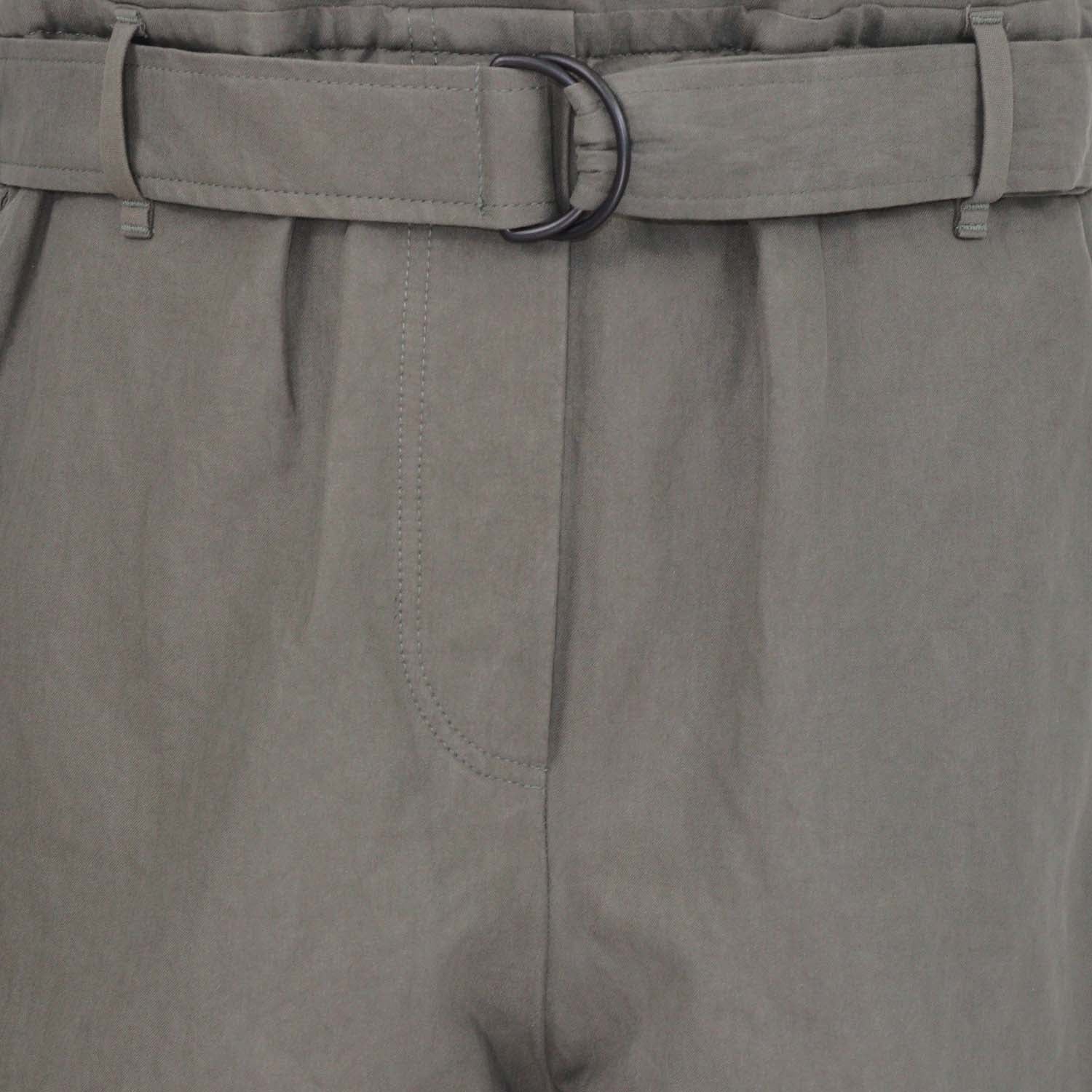 Brunello Cucinelli Grey Blend Cotton Cargo Belted Short