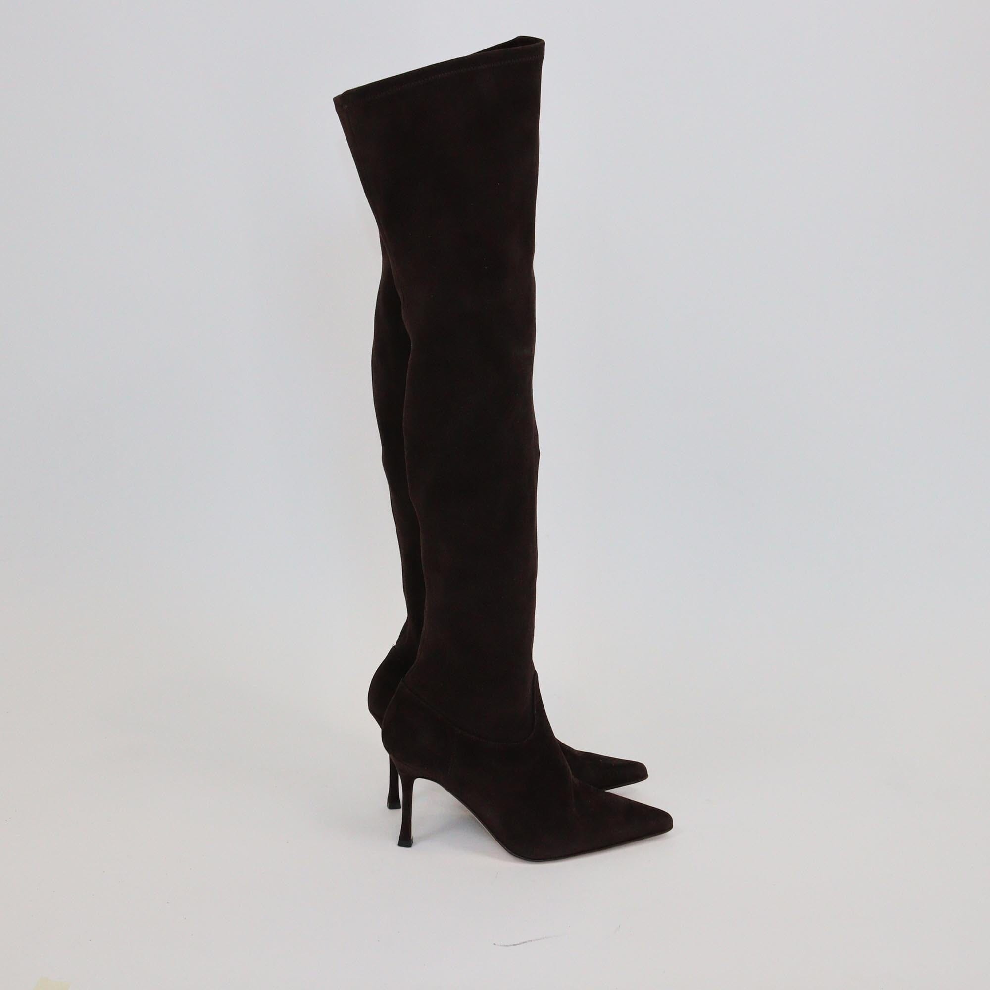 Vanessa Noel Dark Brown Pointed Toe Over The Knee Boots Womens Vanessa Noel
