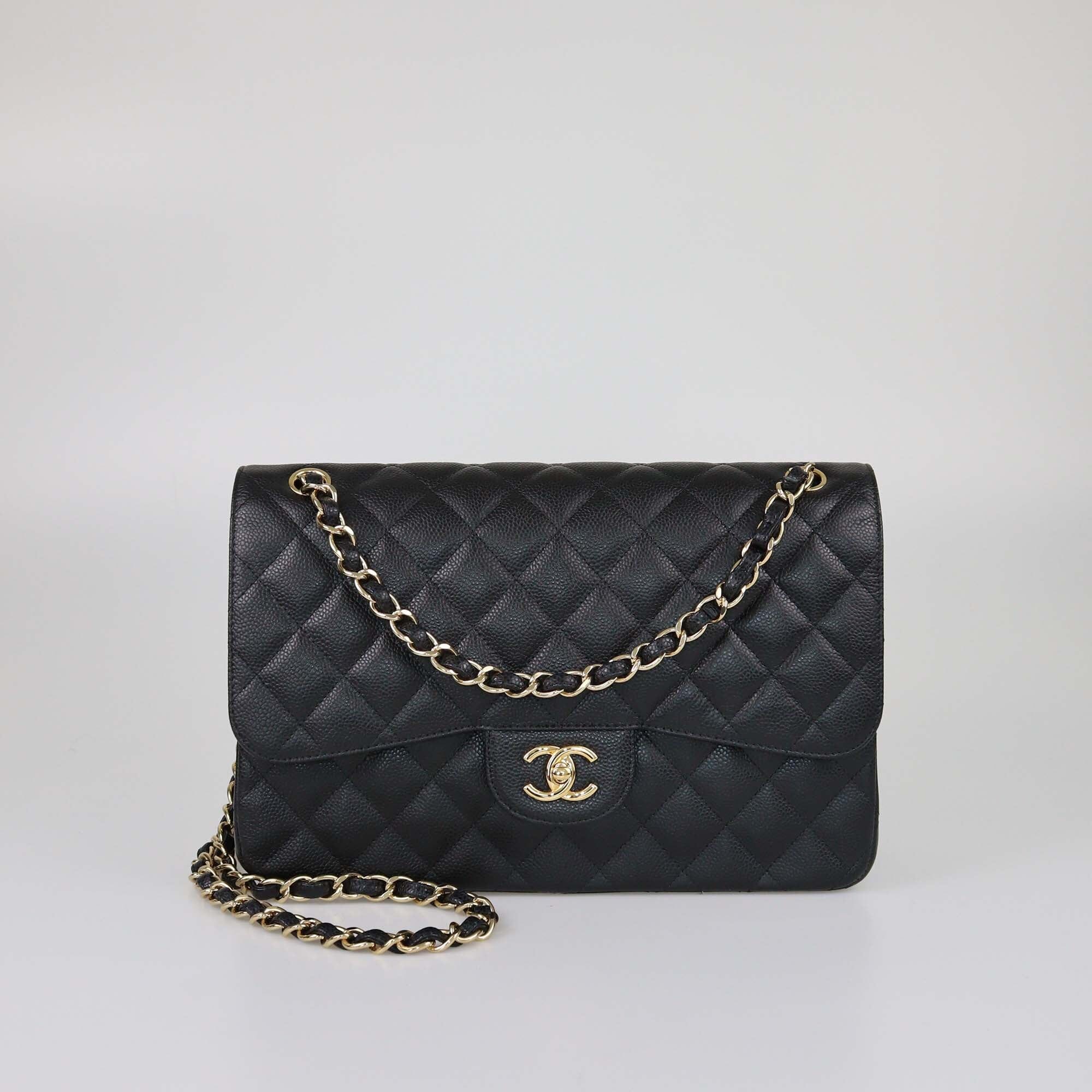 Chanel Black Caviar Jumbo Classic Double Flap Bag Womens Chanel