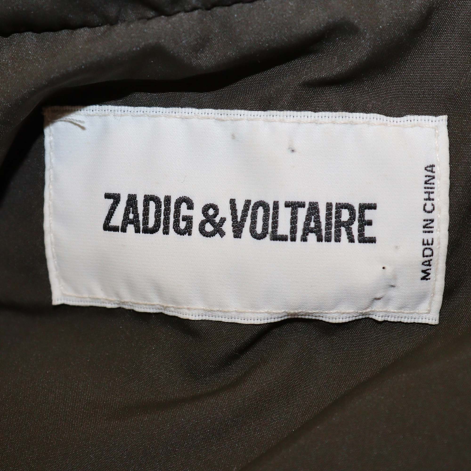 Zadig & Voltaire Army Green Detachable Lining Bob Parka Hoodie Jacket