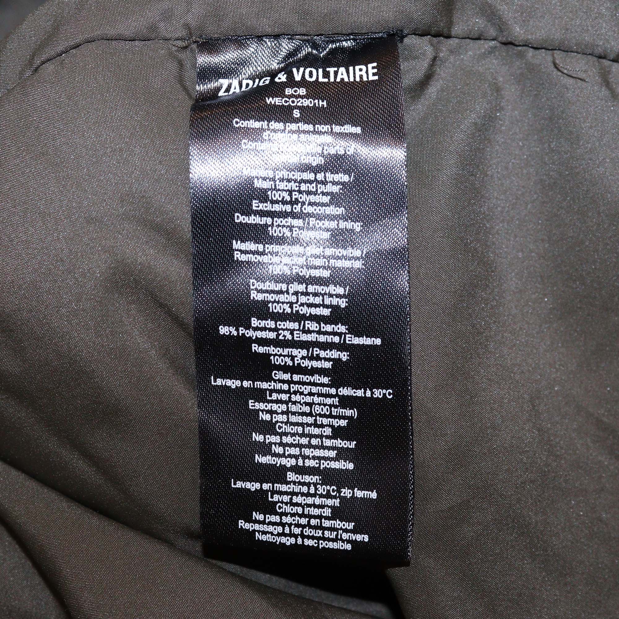 Zadig & Voltaire Army Green Detachable Lining Bob Parka Hoodie Jacket