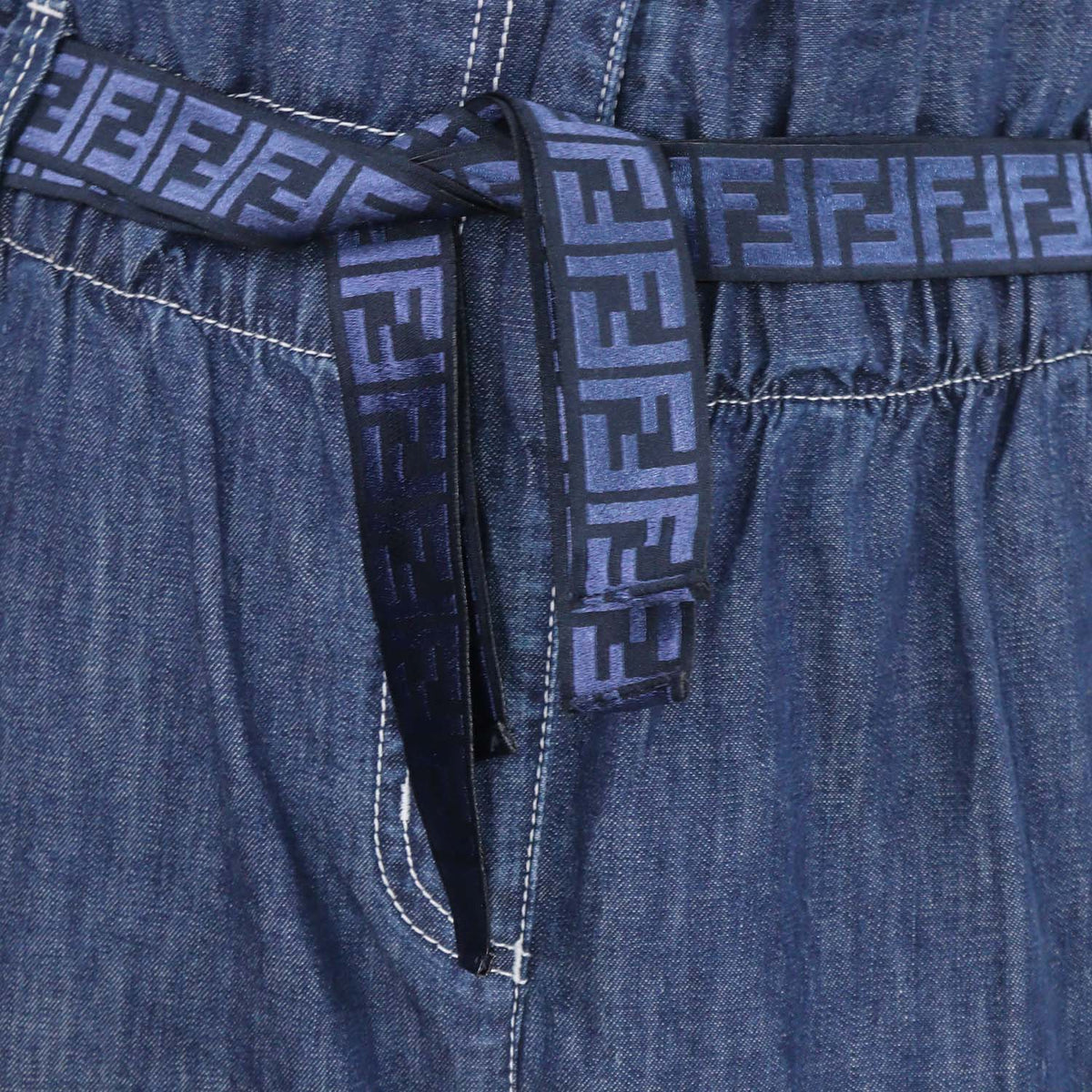 Fendi Dark Blue Light Denim FF Belt Short