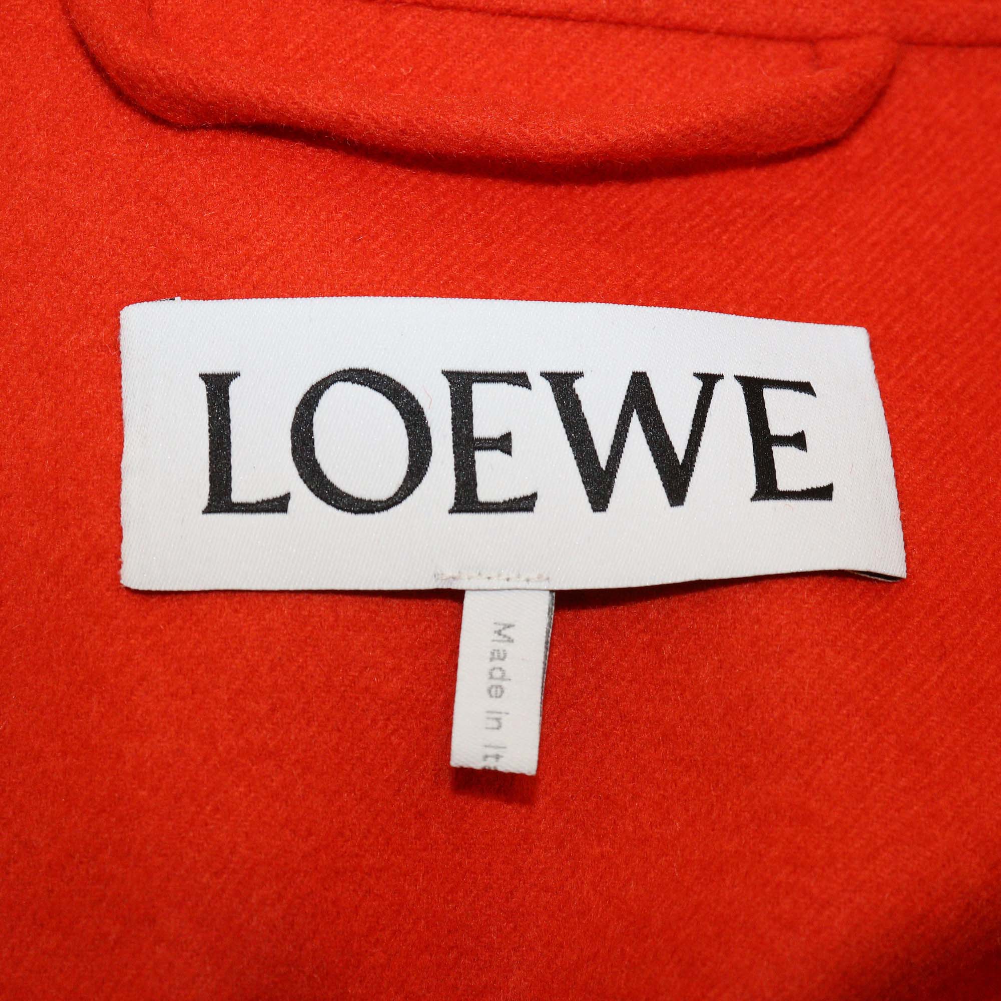 Loewe Orange Wool & Cashmere Blend Belted Trench Coat