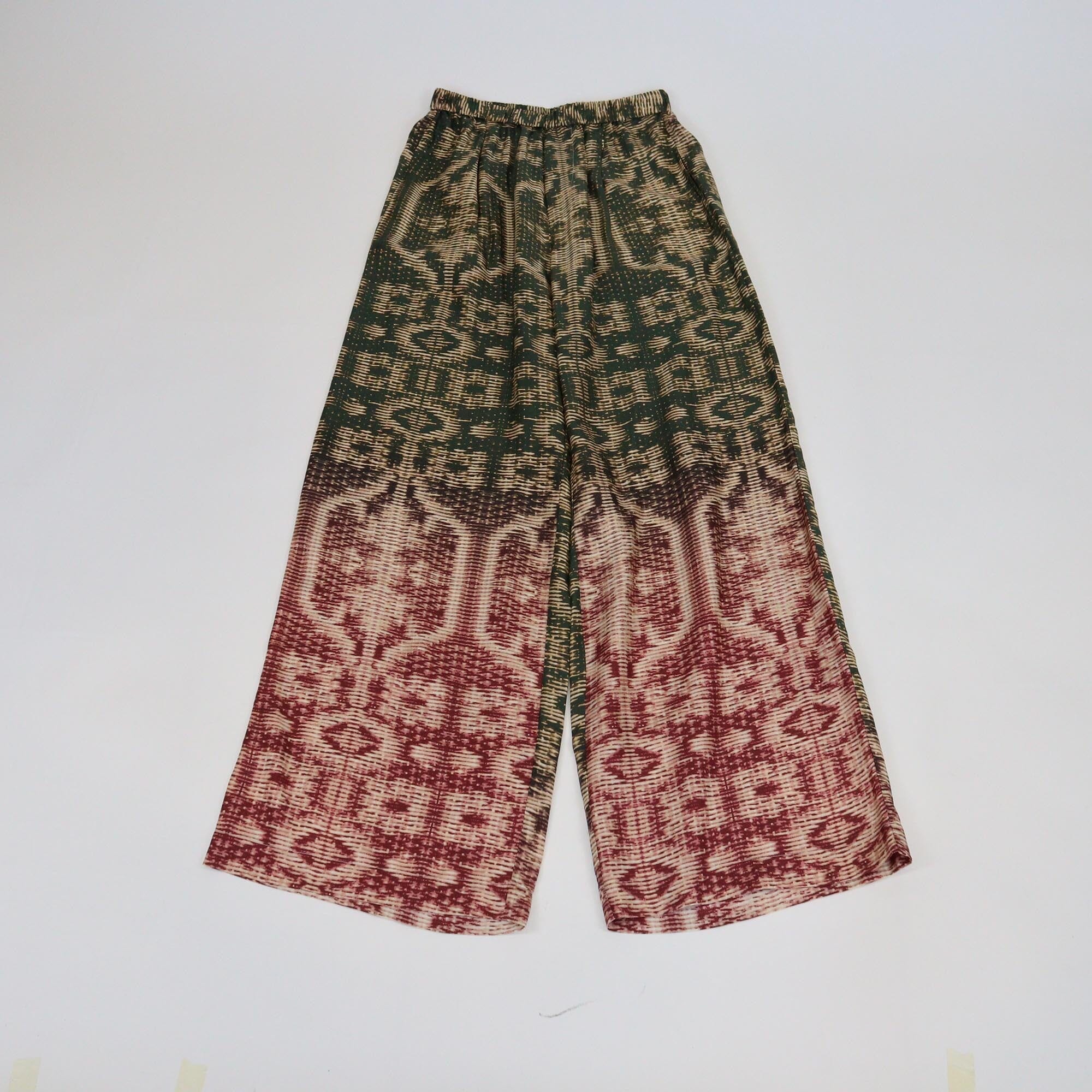 Biyan Green/Burgundy Graphic Print Wide Leg Trouser Womens Biyan