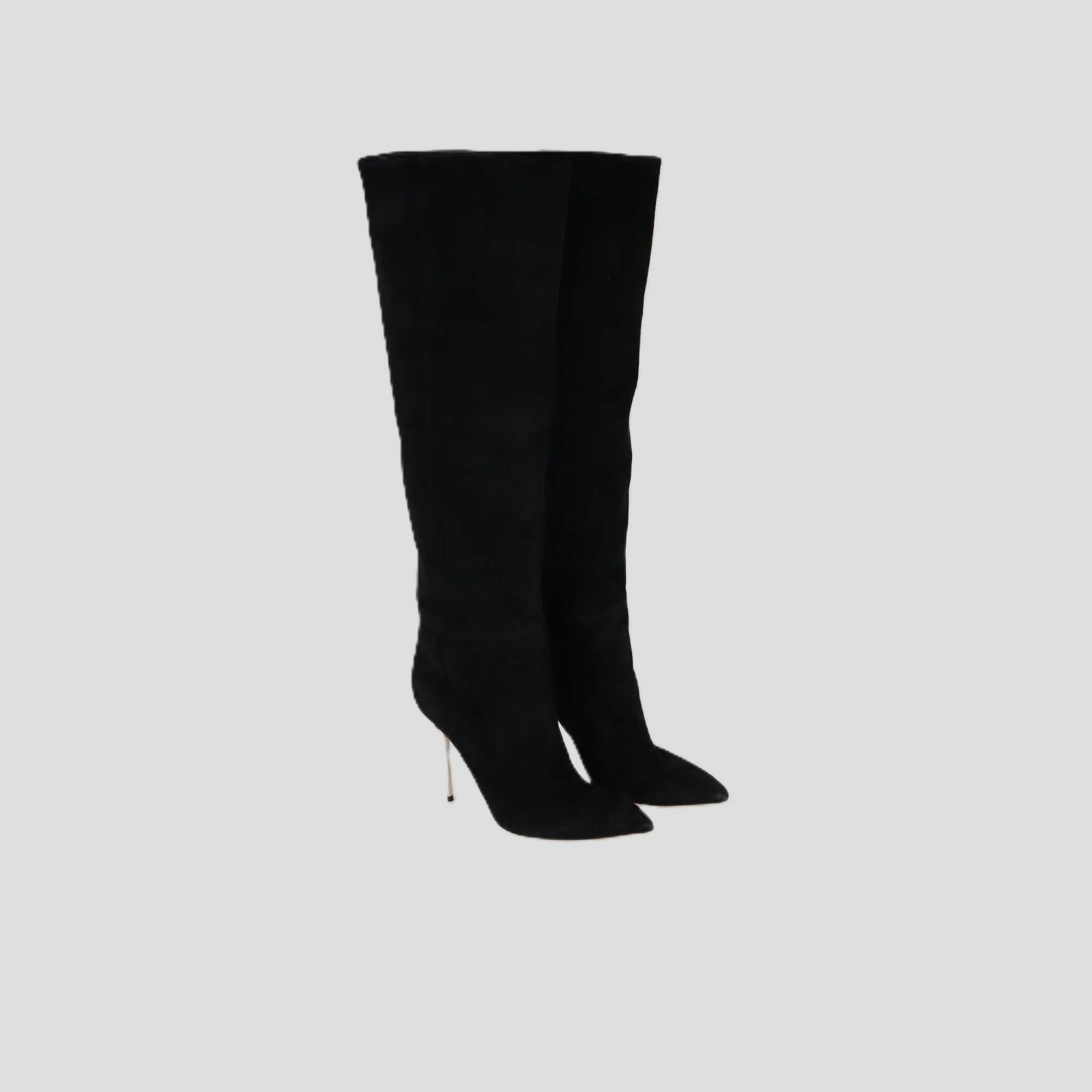 Paris Texas Black Suede Knee High Boots