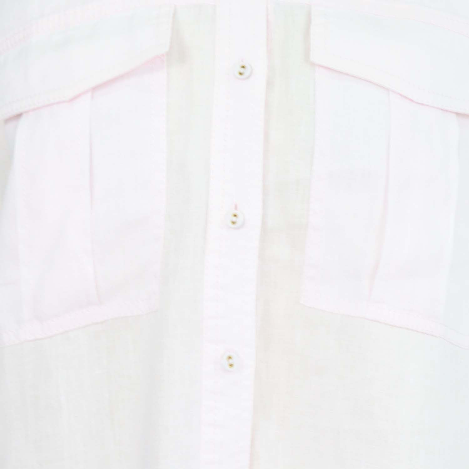 Aje Light Pink Linen Embroidered Neoma Pocket Long Sleeve Shirt