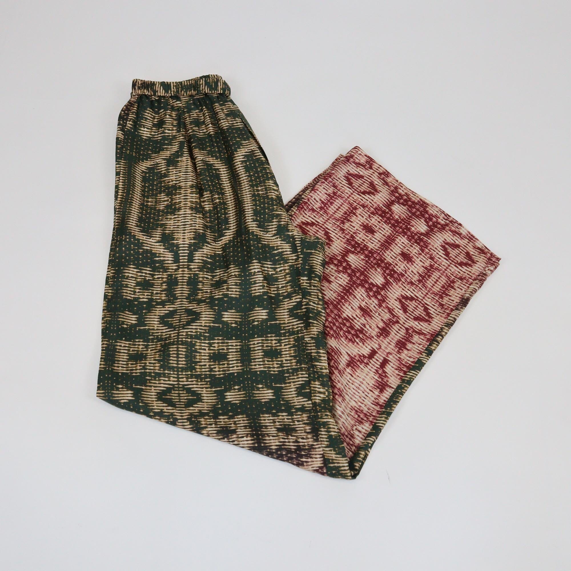 Biyan Green/Burgundy Graphic Print Wide Leg Trouser Womens Biyan