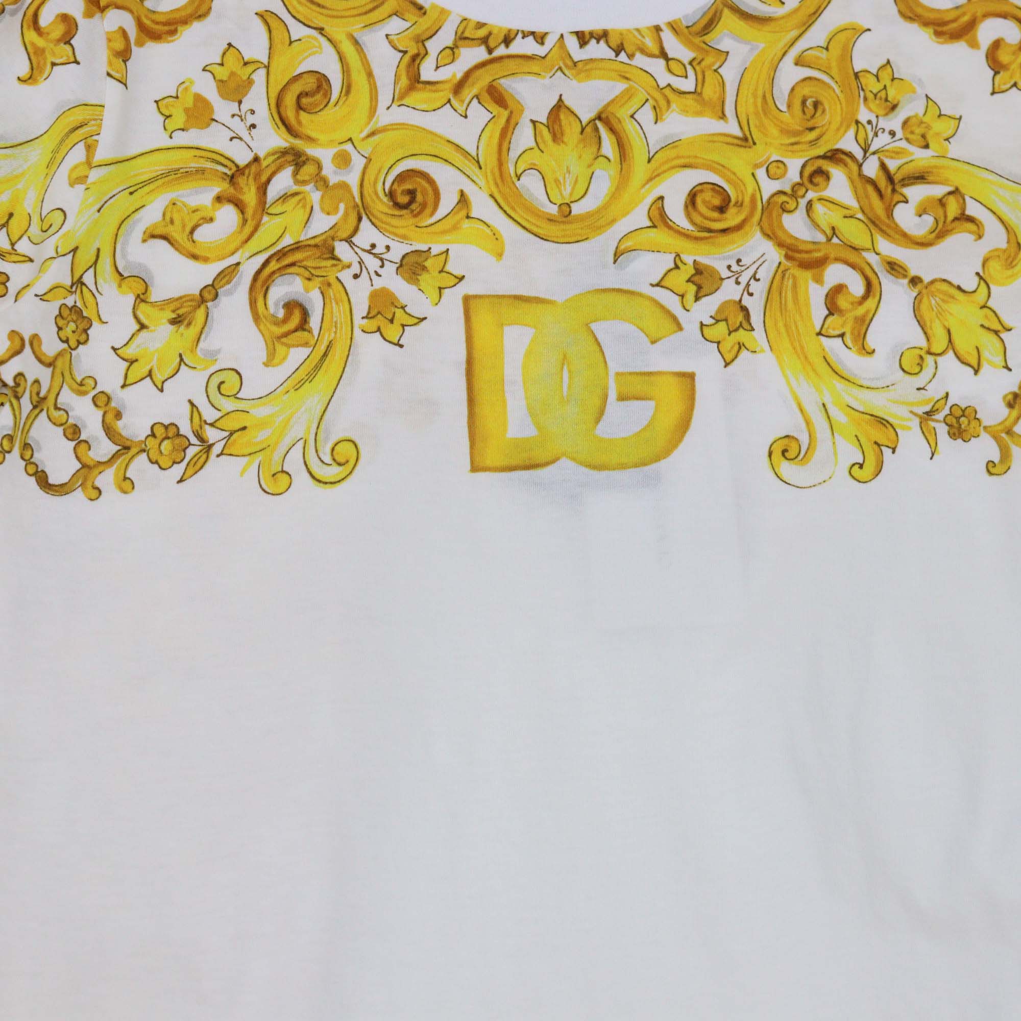 Dolce & Gabbana Kids White/Yellow Cotton Majolica Print T-Shirt and Leggings Set