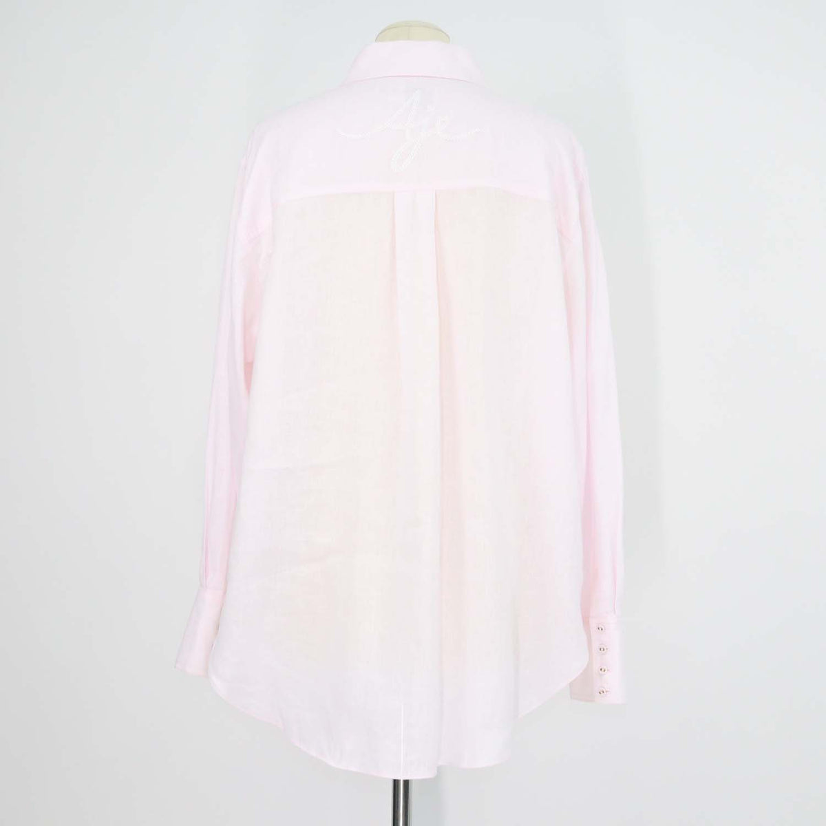 Aje Light Pink Linen Embroidered Neoma Pocket Long Sleeve Shirt