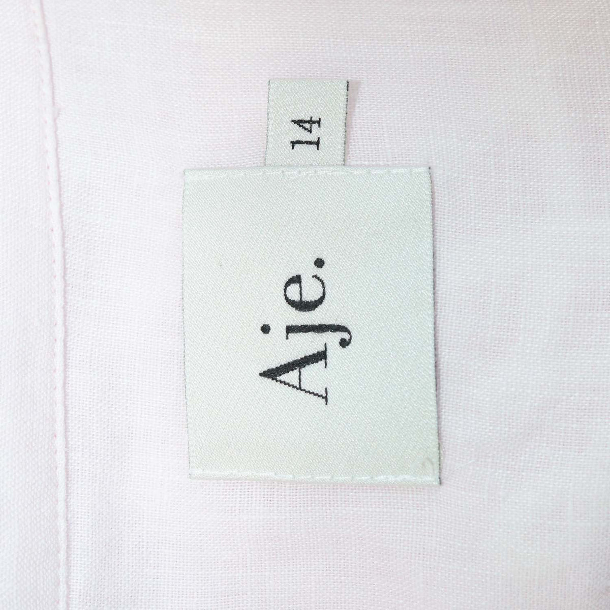 Aje Light Pink Linen Embroidered Neoma Pocket Long Sleeve Shirt