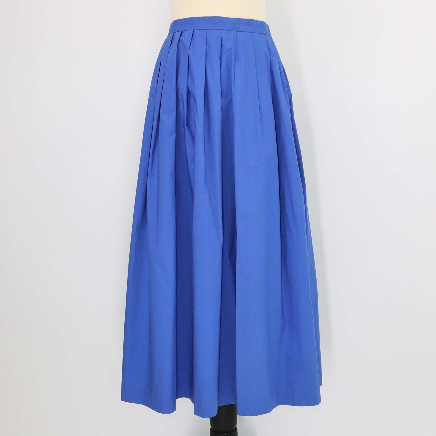 Boutique Moschino Blue Cotton Pleated Maxi Skirt