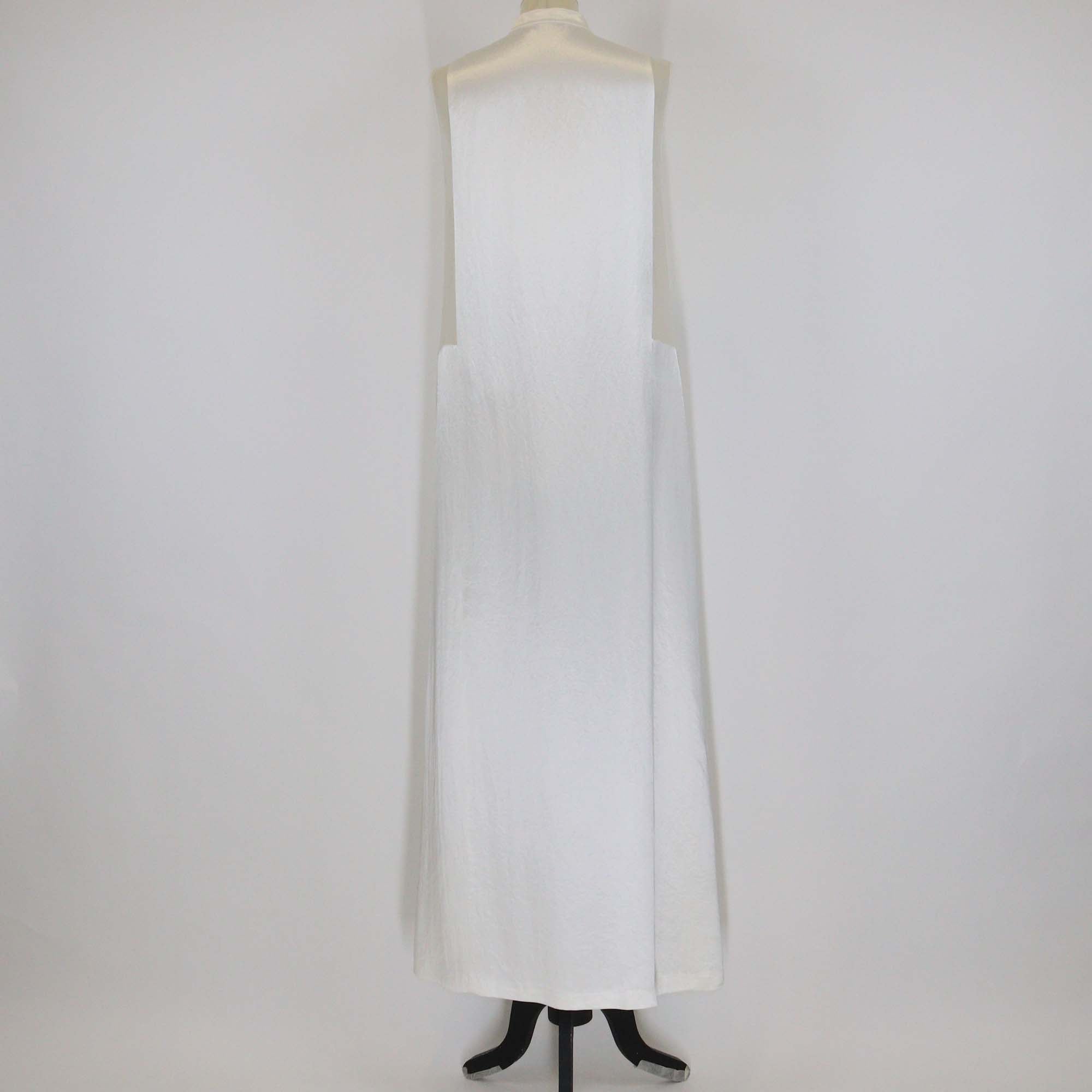 Lanvin Ivory Silk Satin Draped Crystal Detail Sleeveless Maxi Dress
