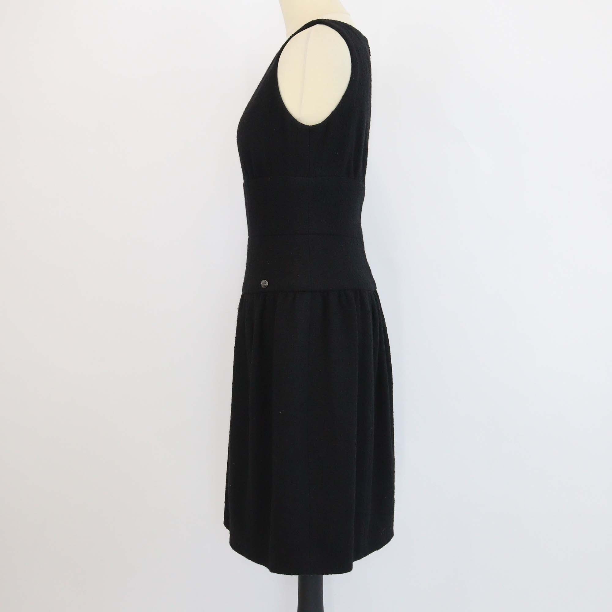 Chanel Black Tweed CC Sleeveless Midi Dress