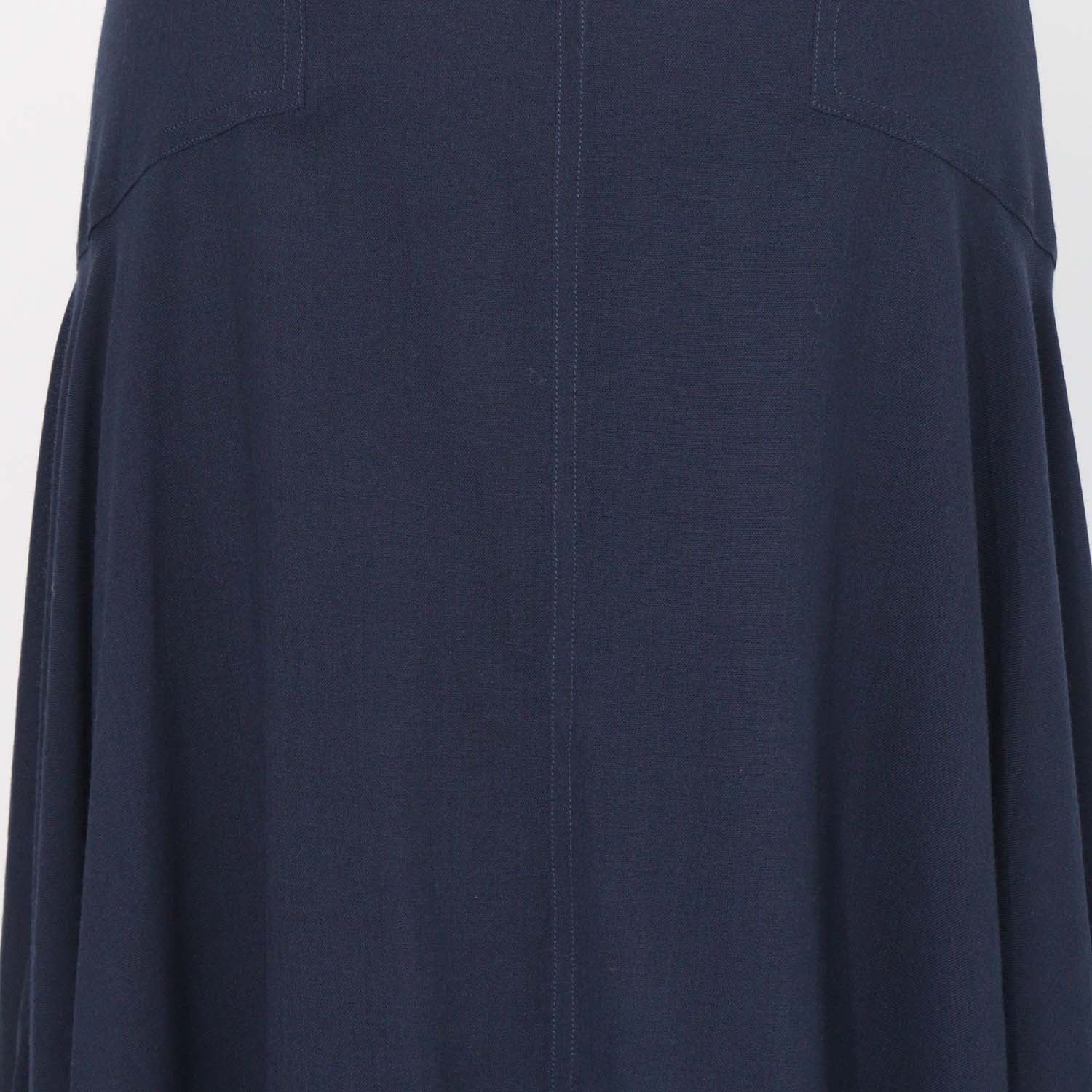 Loro Piana Deep Blue Wool Flavia Midi Skirt