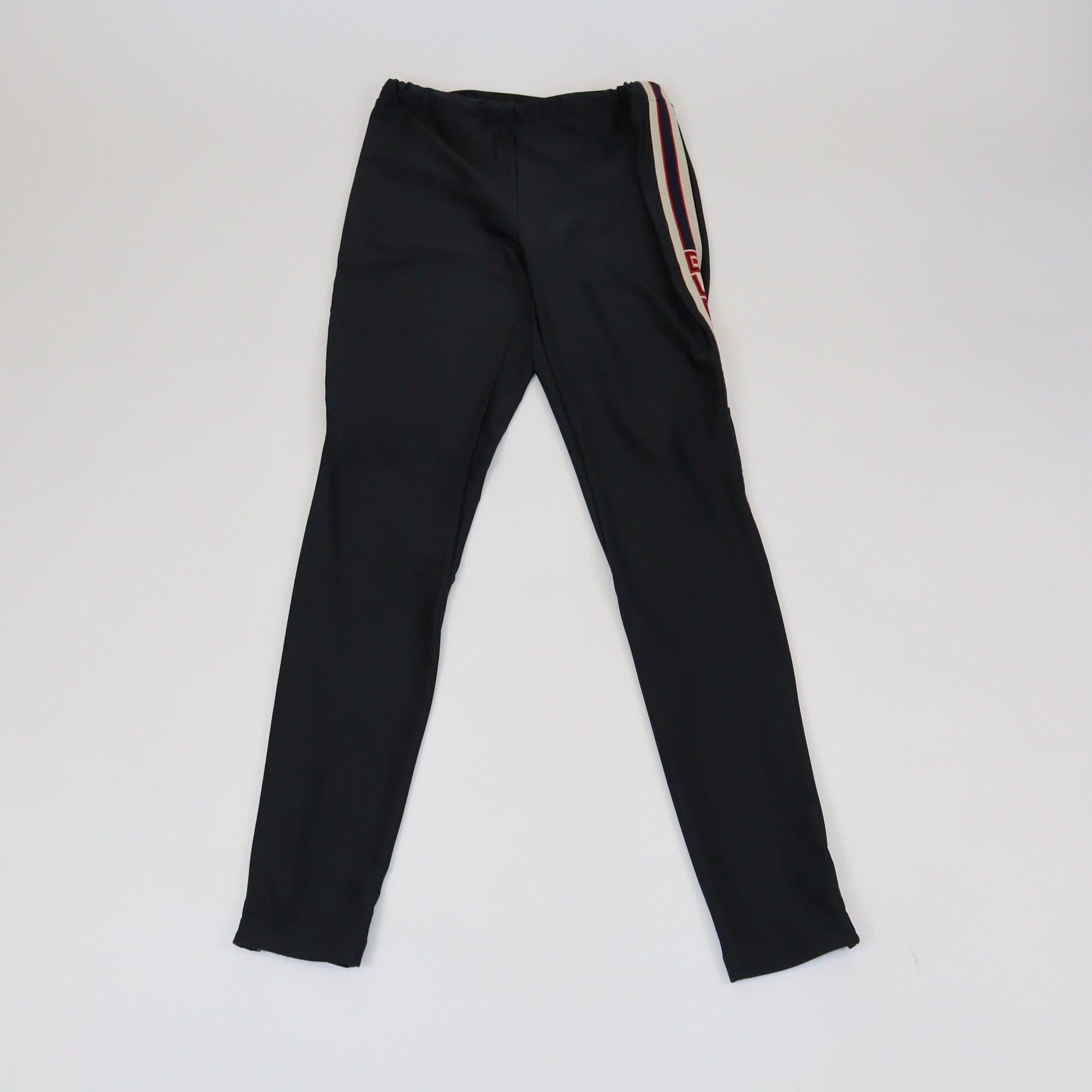 Gucci Black Side Striped Trim Jersey Leggings Womens Gucci