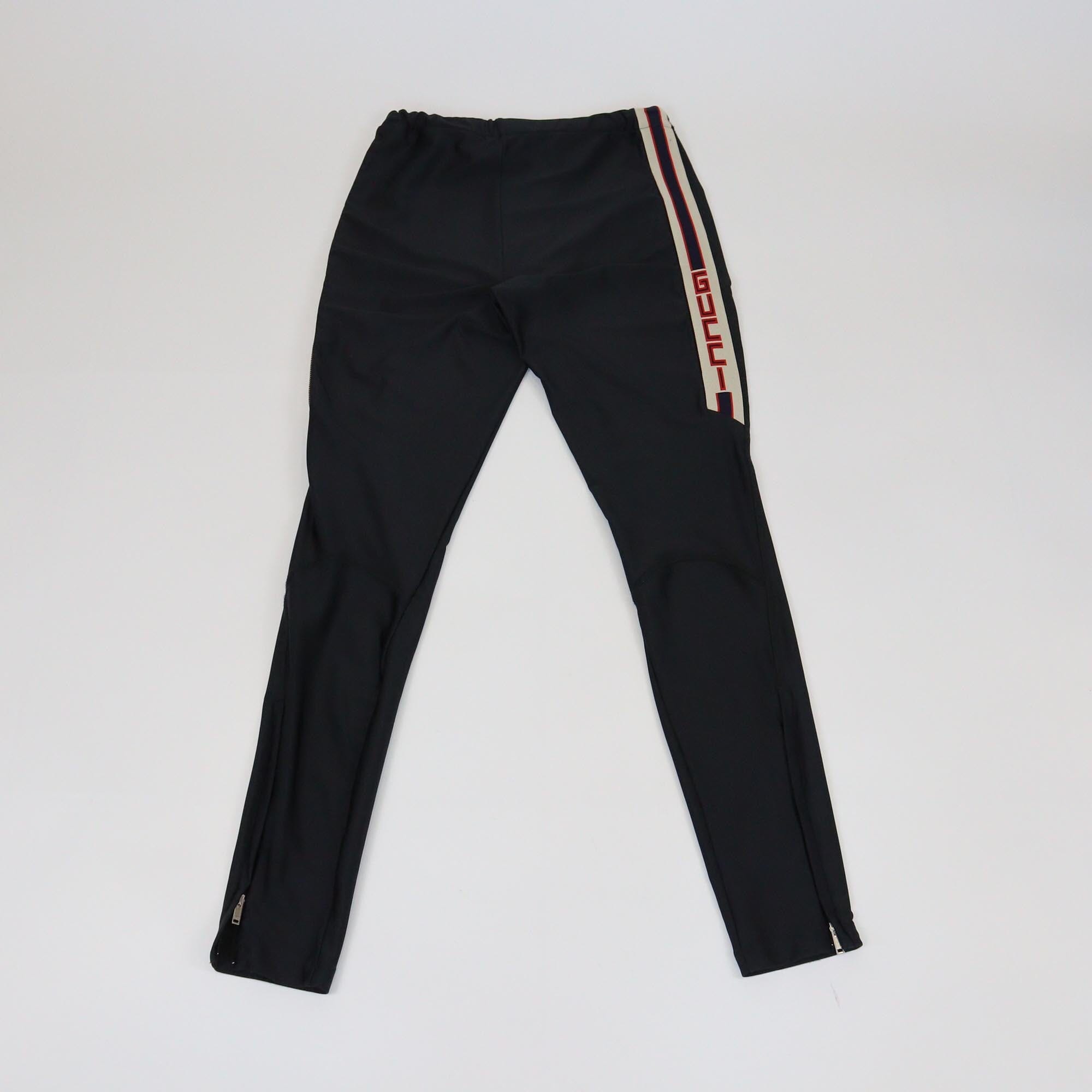 Gucci Black Side Striped Trim Jersey Leggings Womens Gucci