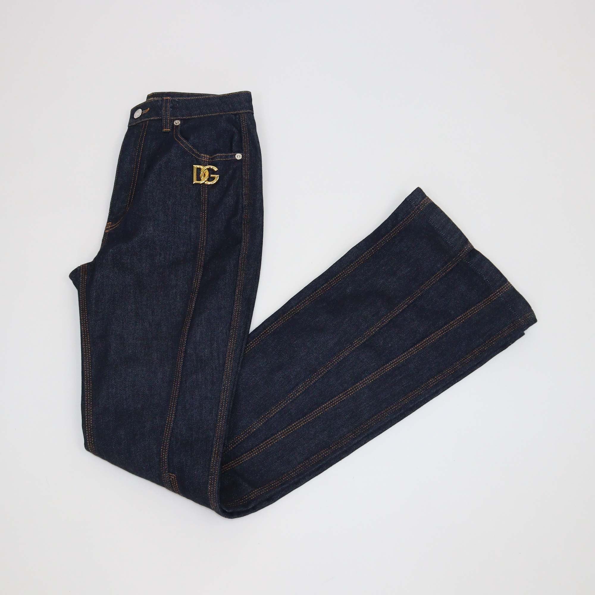 Dolce & Gabbana Dark Blue Denim Flared Pants