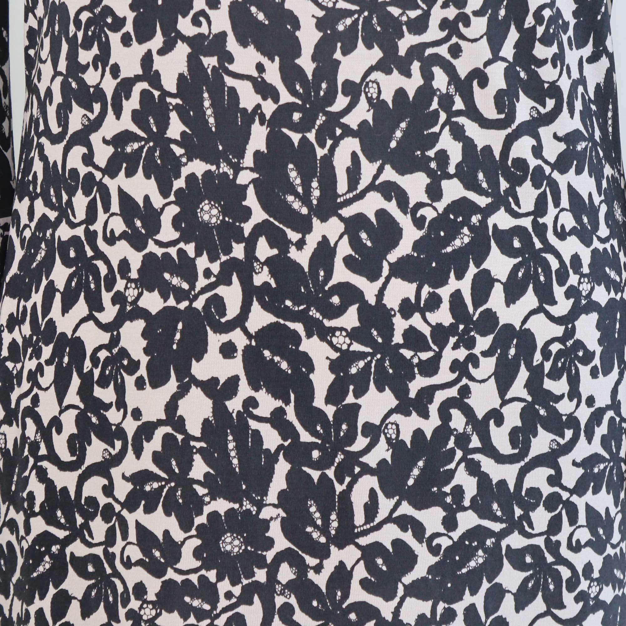Diane Von Furstenberg Black/Beige Silk Floral Midi Dress